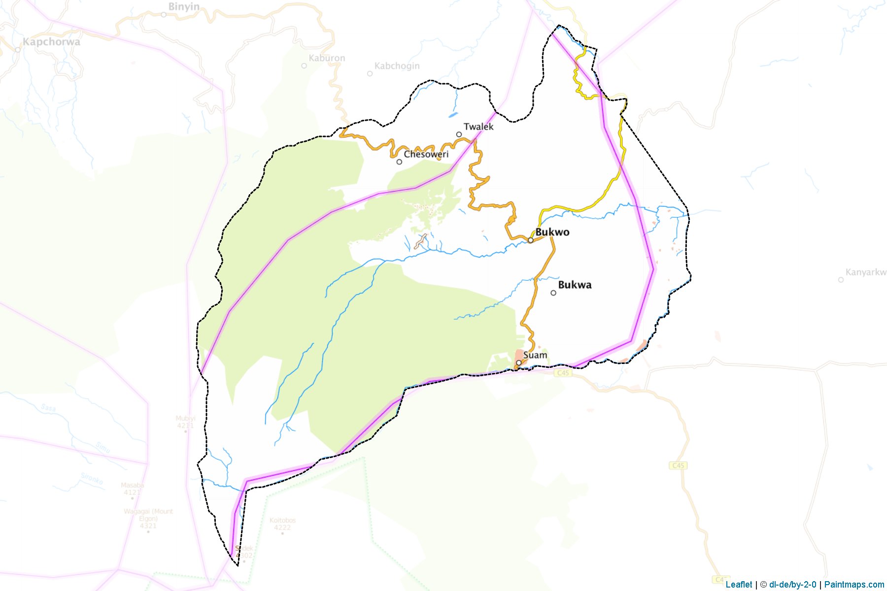 Muestras de recorte de mapas Bukwa (Uganda)-1