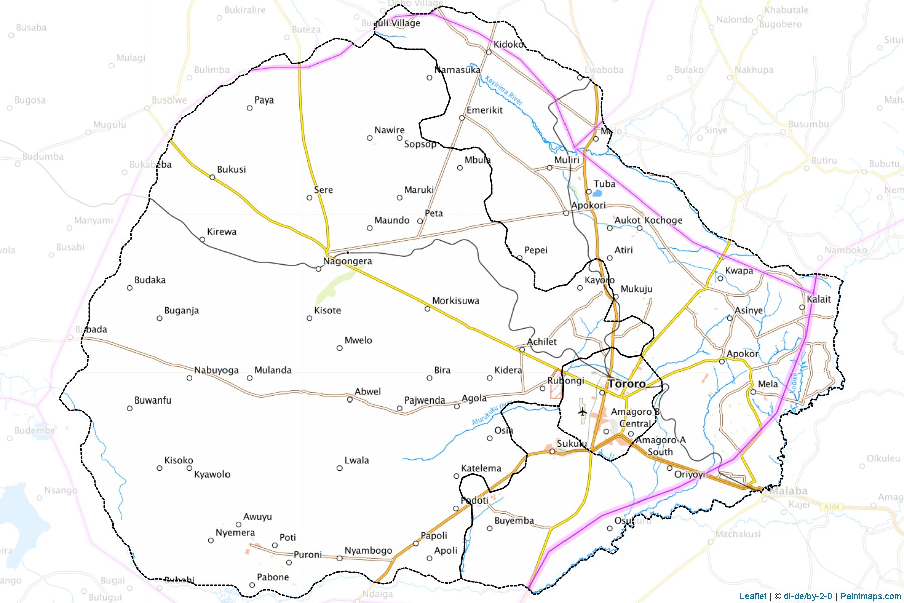 Muestras de recorte de mapas Tororo (Uganda)-1