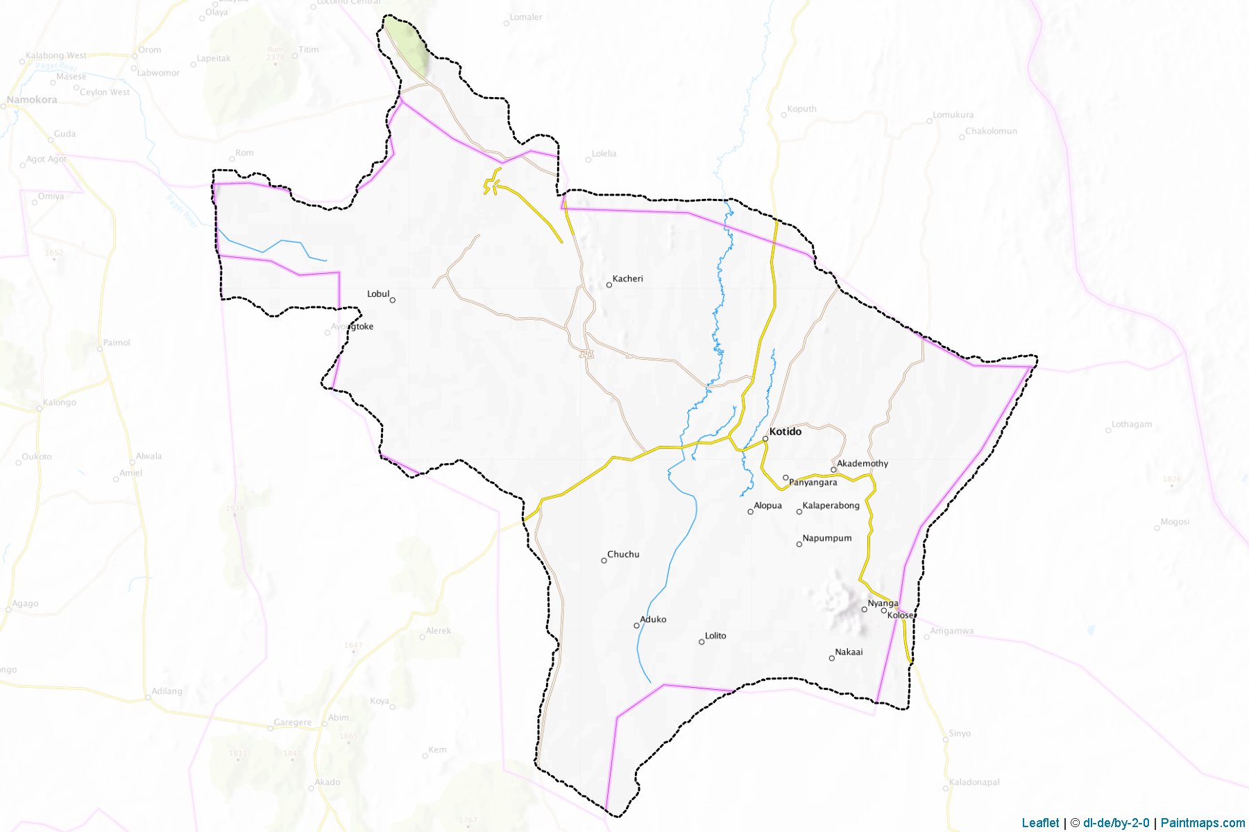 Muestras de recorte de mapas Kotido (Uganda)-1