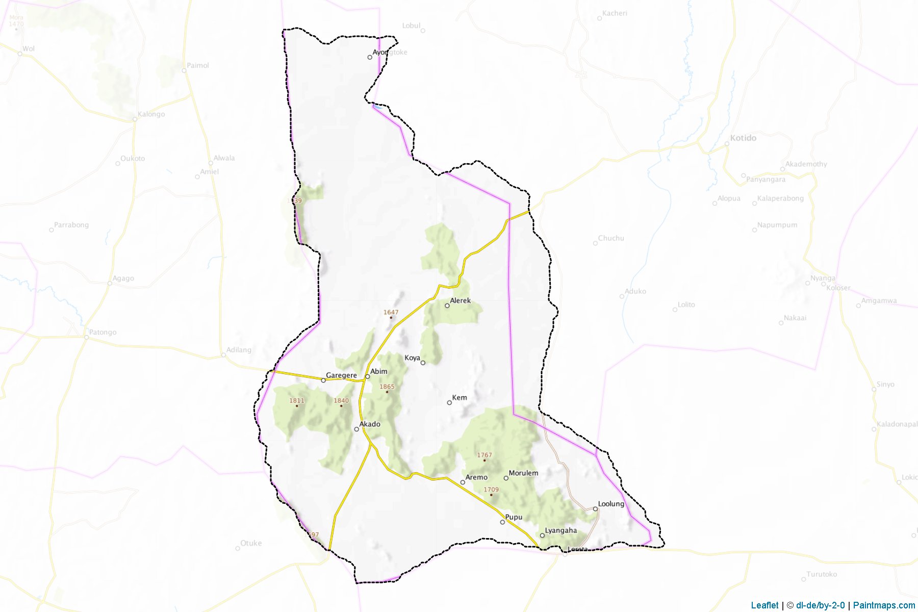 Muestras de recorte de mapas Abim (Uganda)-1