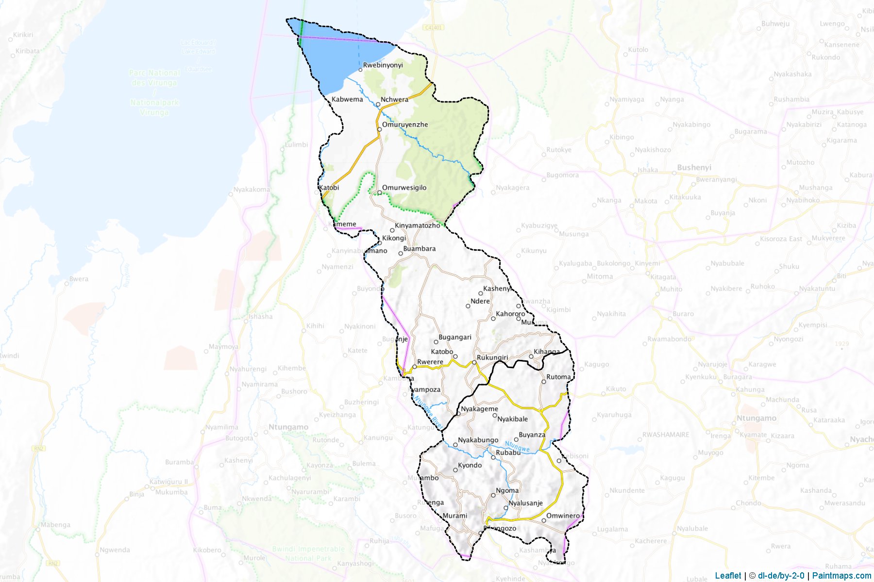 Muestras de recorte de mapas Rukungiri (Uganda)-1