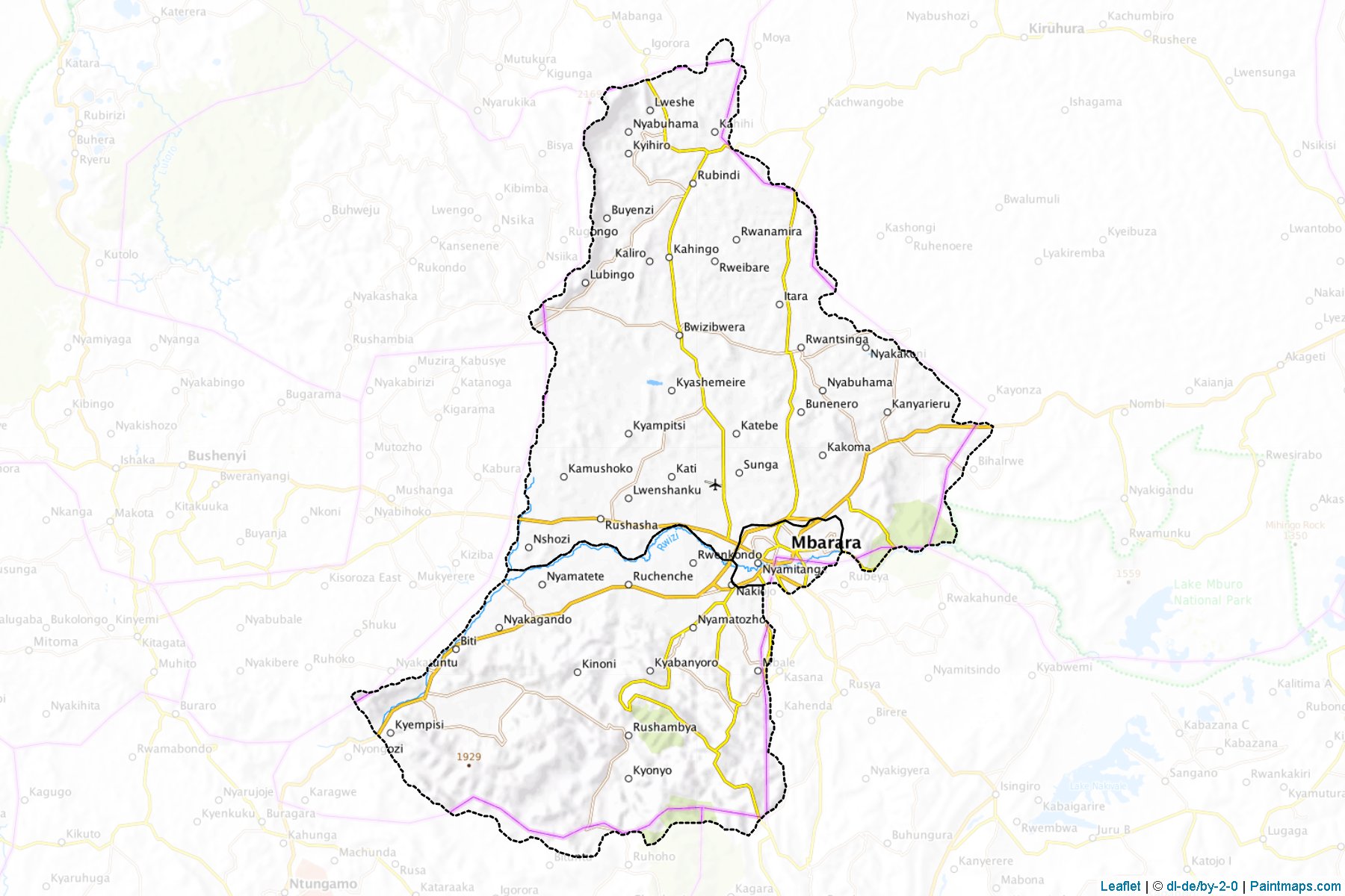 Muestras de recorte de mapas Mbarara (Uganda)-1