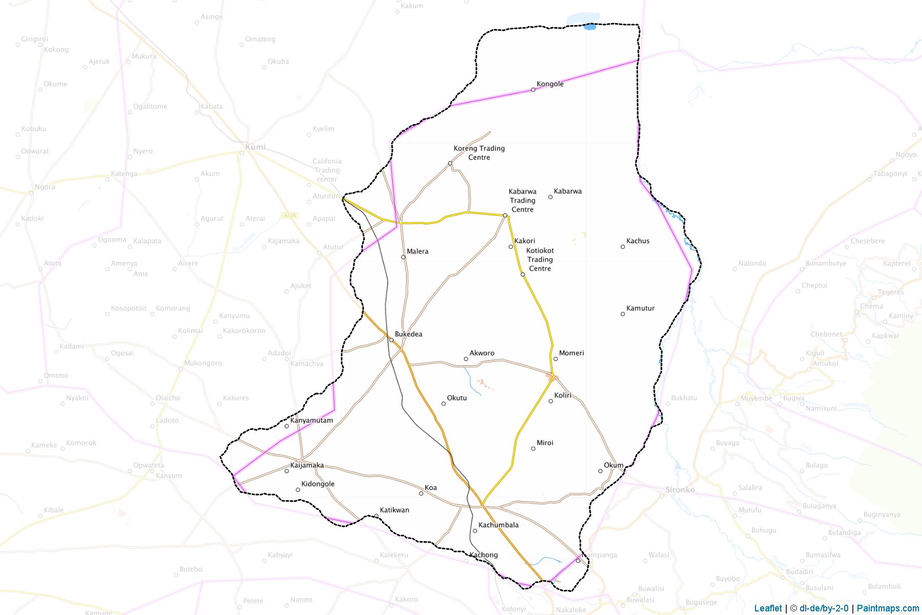 Muestras de recorte de mapas Bukedea (Uganda)-1