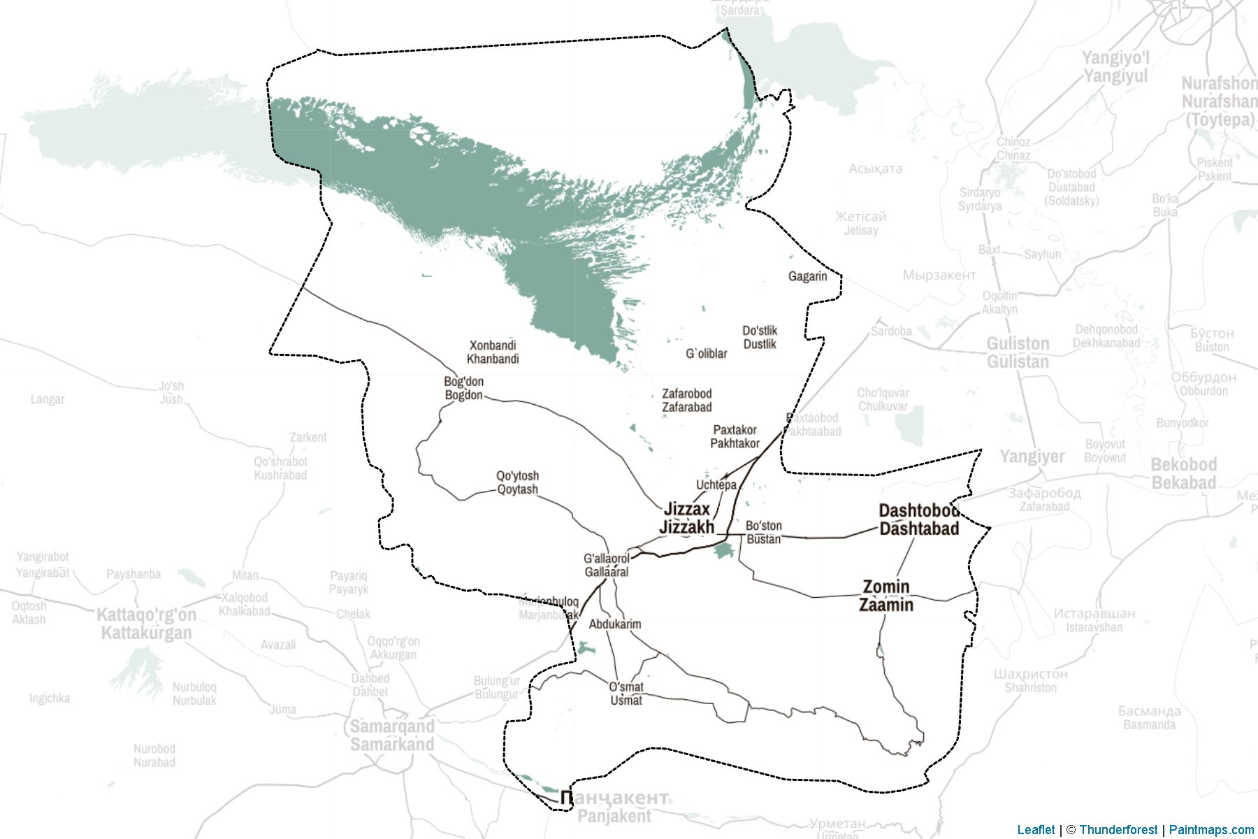 Muestras de recorte de mapas Jizzakh (Uzbekistán)-2