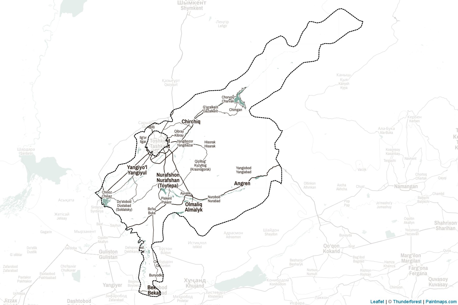 Muestras de recorte de mapas Tashkent (Uzbekistán)-2