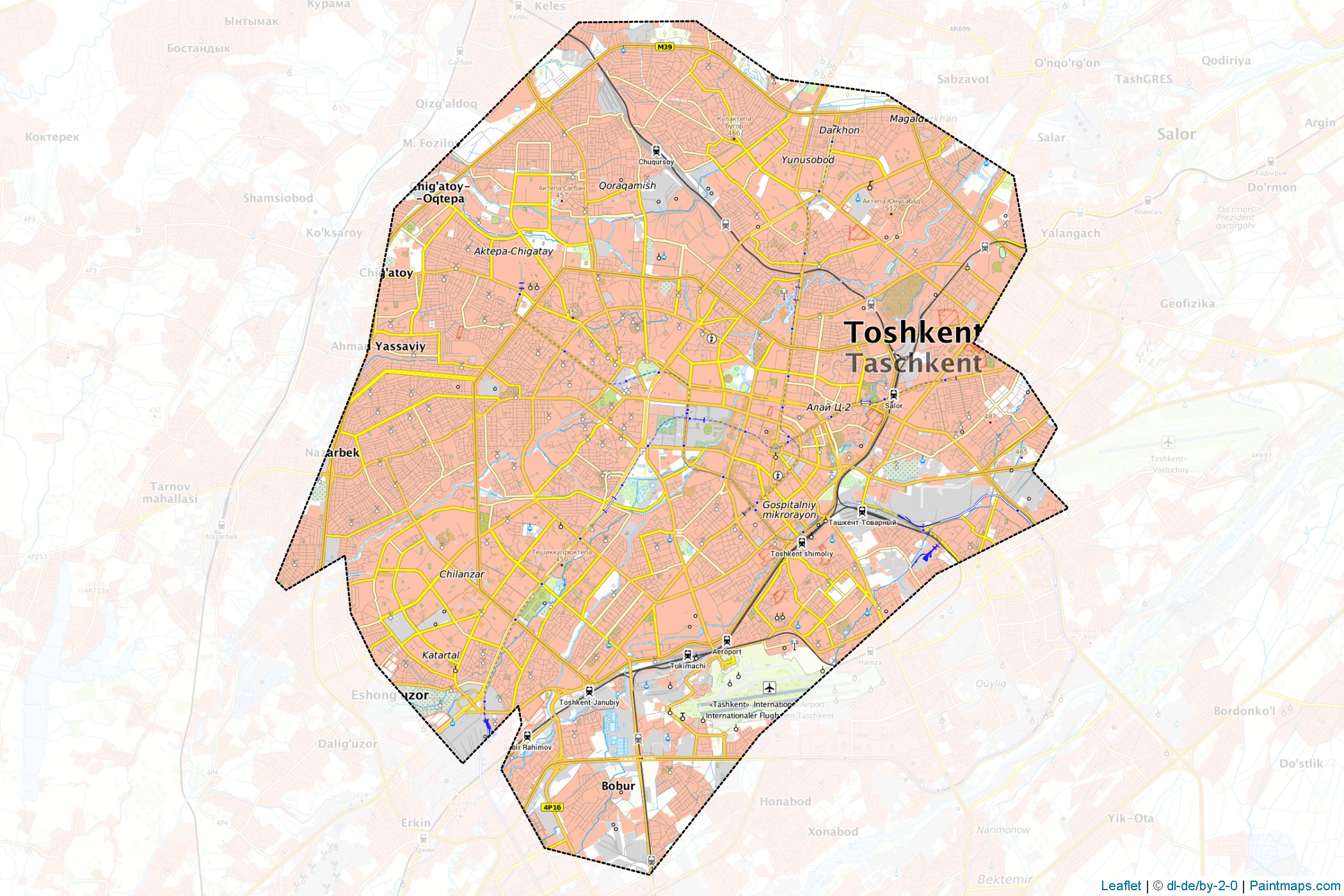 Muestras de recorte de mapas Tashkent (Uzbekistán)-1