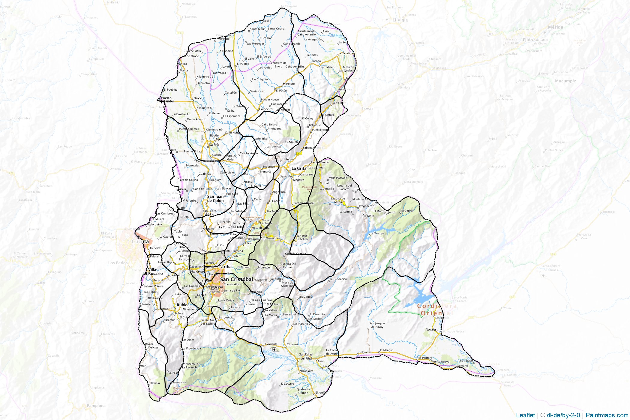 Muestras de recorte de mapas Táchira (Venezuela)-1