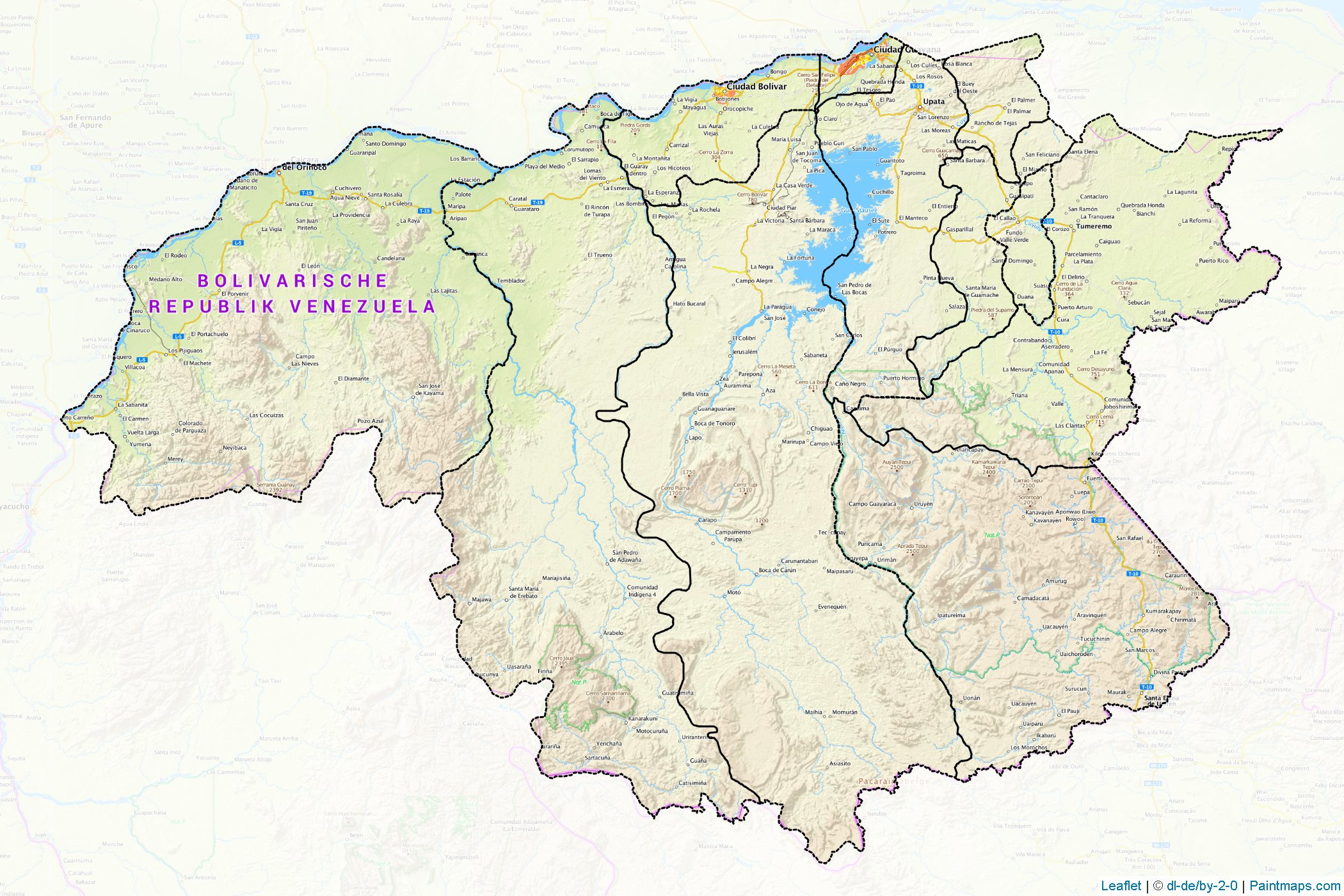 Muestras de recorte de mapas Bolívar (Venezuela)-1