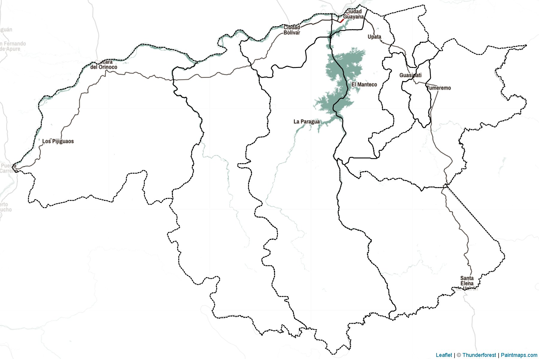 Muestras de recorte de mapas Bolívar (Venezuela)-2