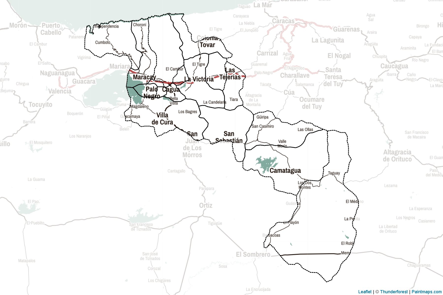 Muestras de recorte de mapas Aragua (Venezuela)-2