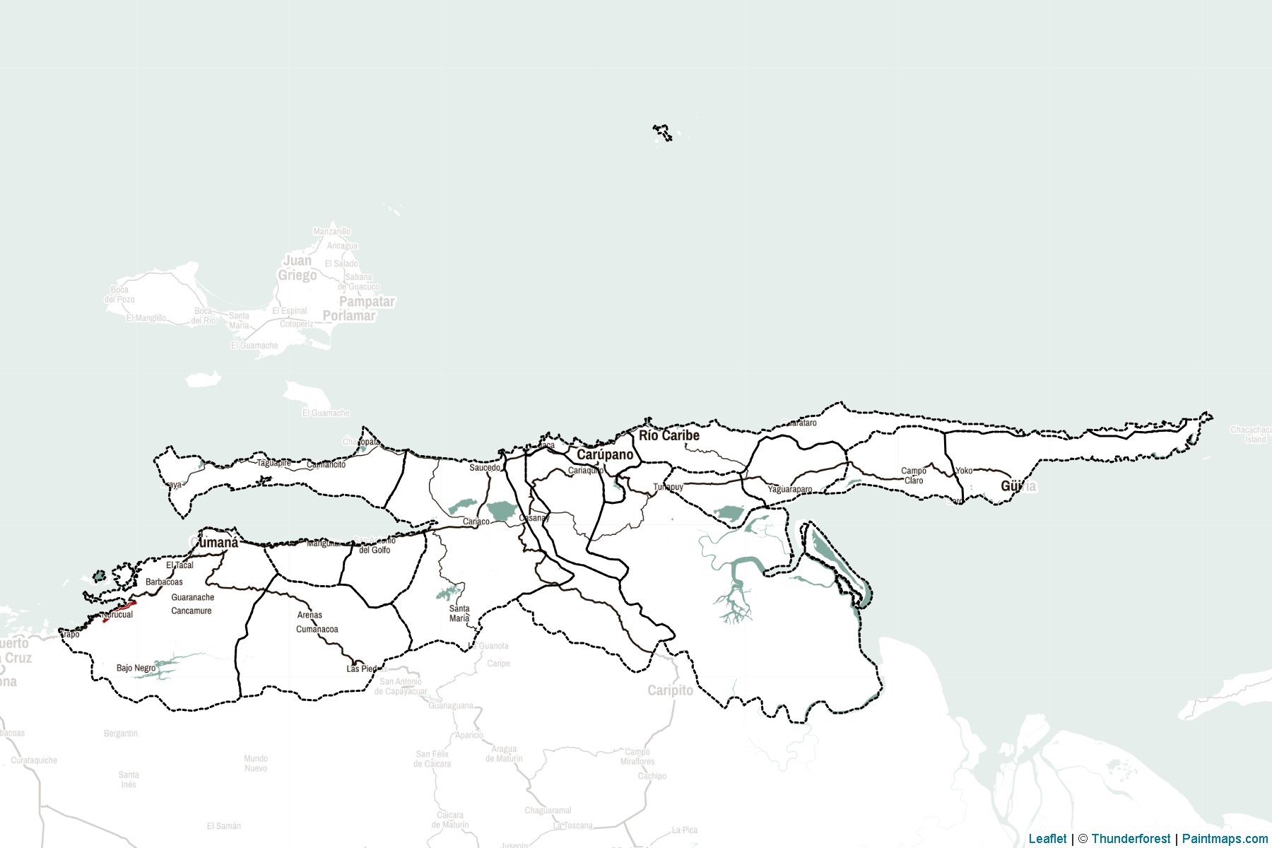 Muestras de recorte de mapas Sucre (Venezuela)-2