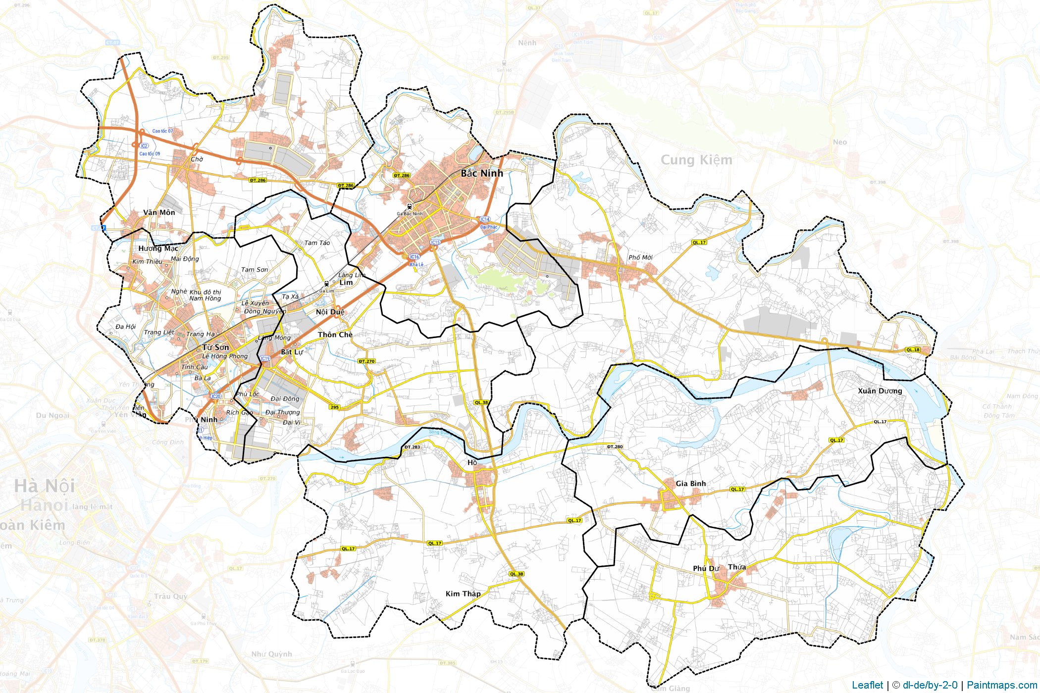 Muestras de recorte de mapas Bắc Ninh (Vietnam)-1