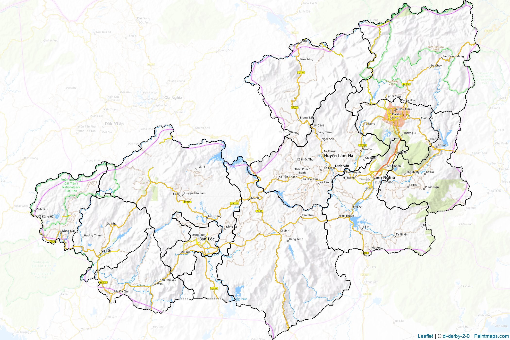 Muestras de recorte de mapas Lâm Đồng (Vietnam)-1