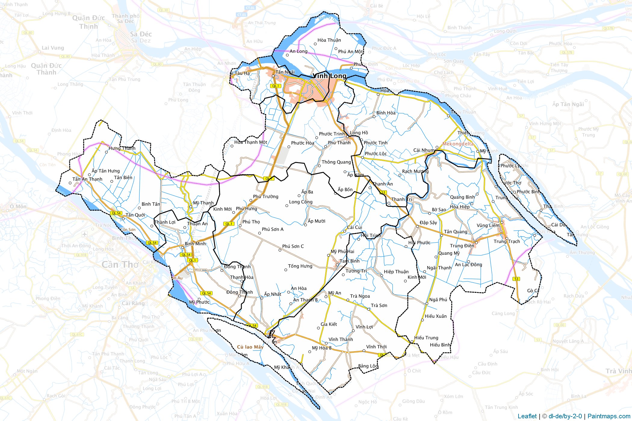 Muestras de recorte de mapas Vĩnh Long (Vietnam)-1