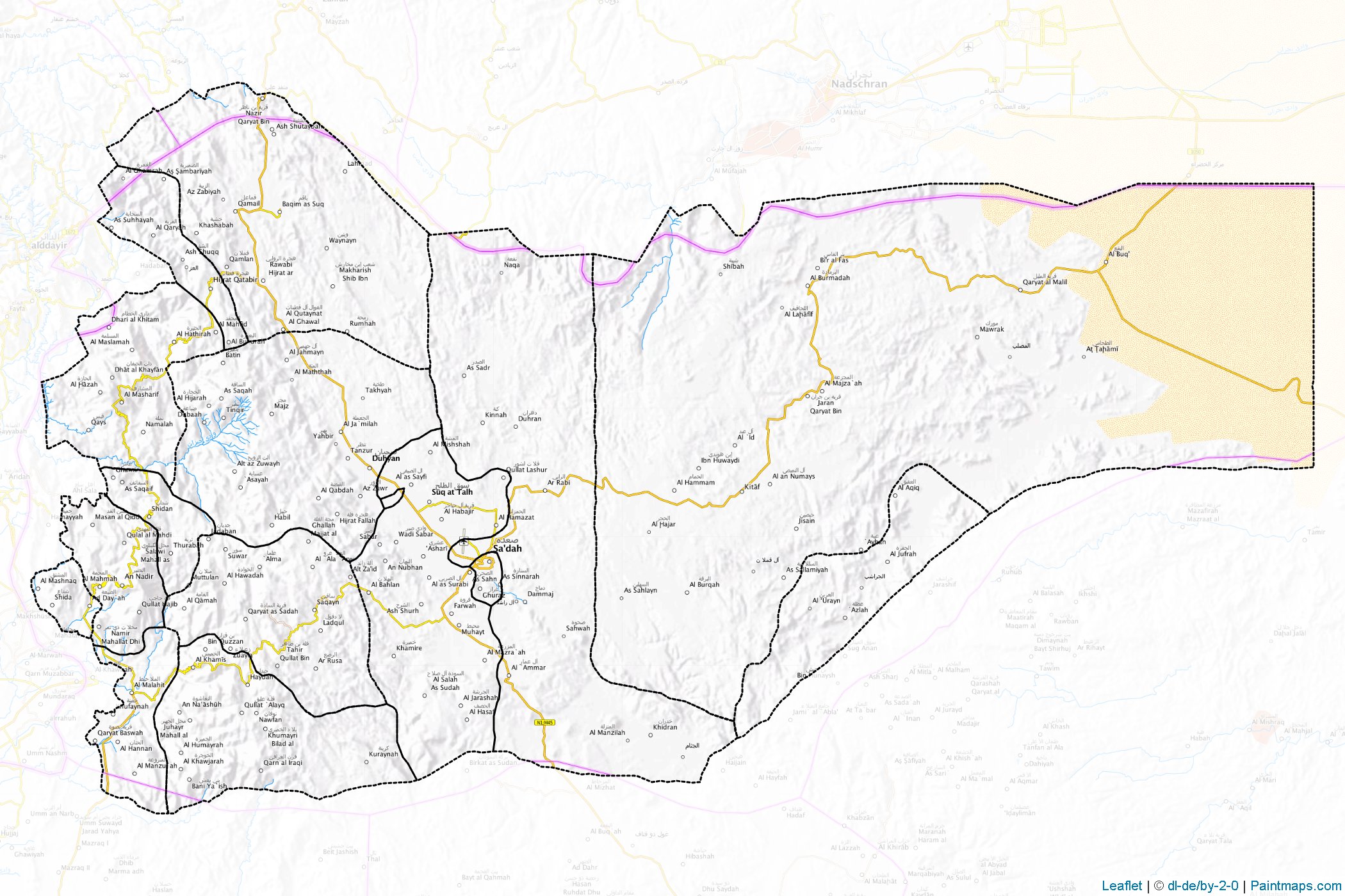 Muestras de recorte de mapas Sa`dah (Yemen)-1