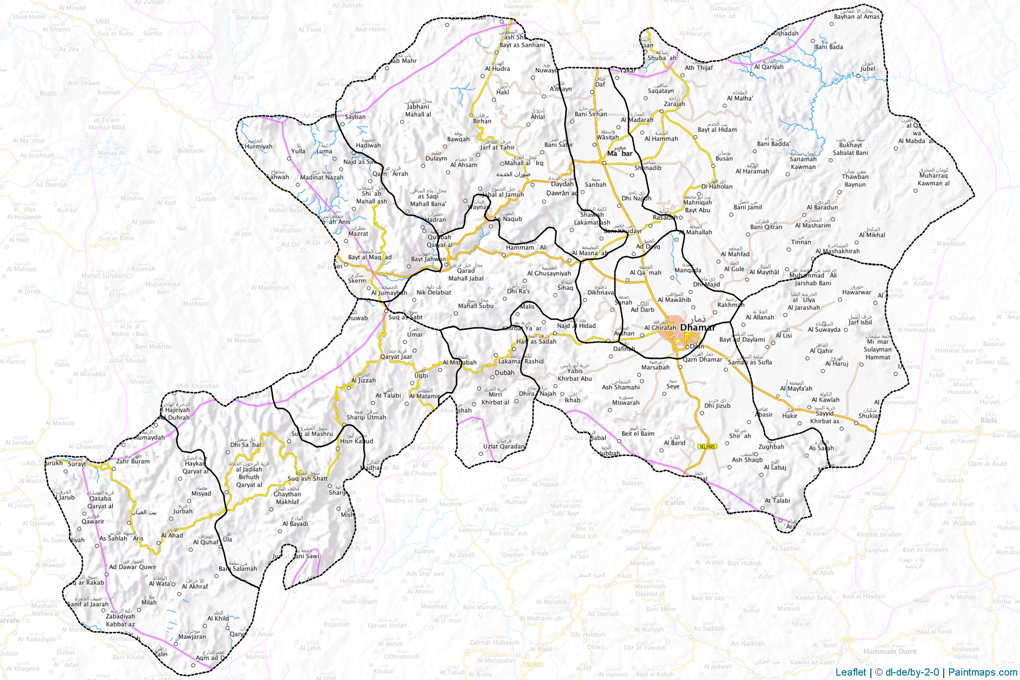 Muestras de recorte de mapas Dhamar (Yemen)-1