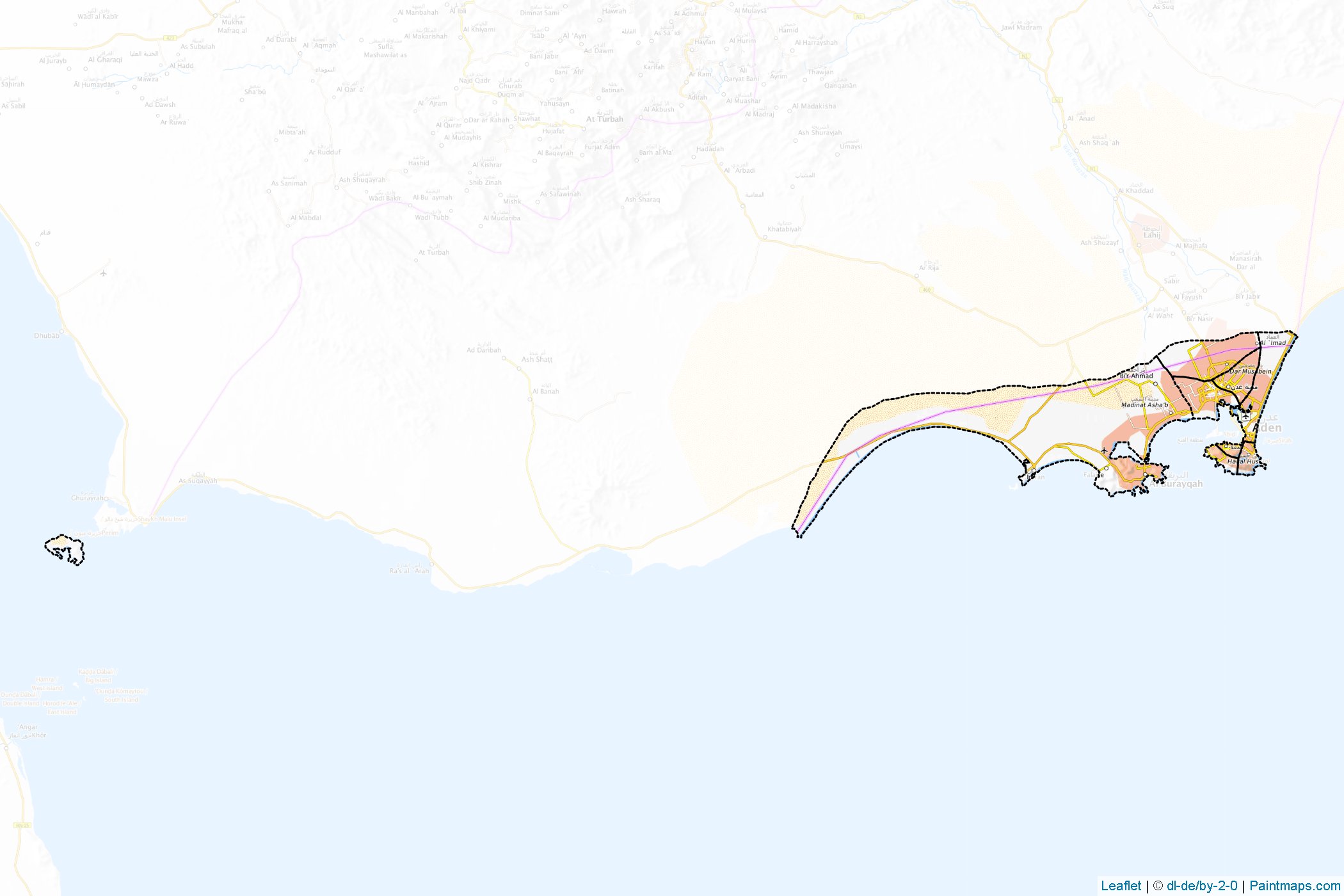 Muestras de recorte de mapas `Adan (Yemen)-1