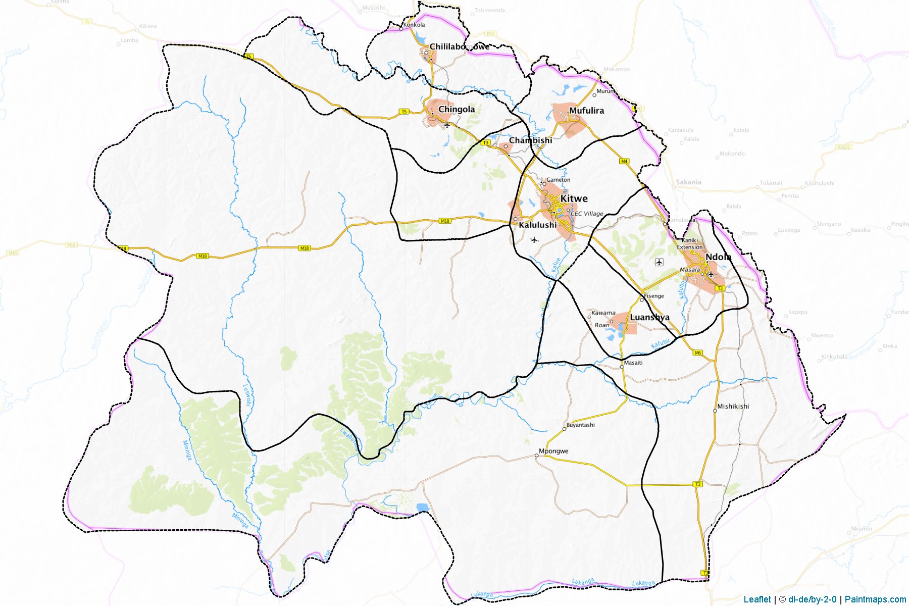 Copperbelt Bölgesi (Zambiya) Haritası Örnekleri-1