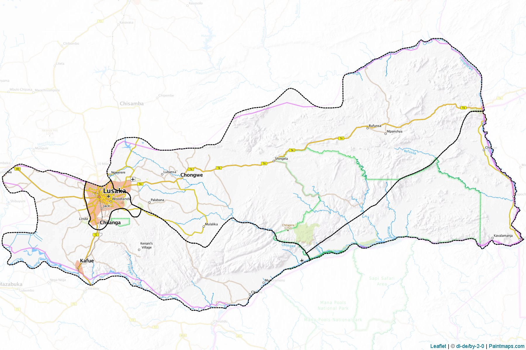 Muestras de recorte de mapas Lusaka (Zambia)-1