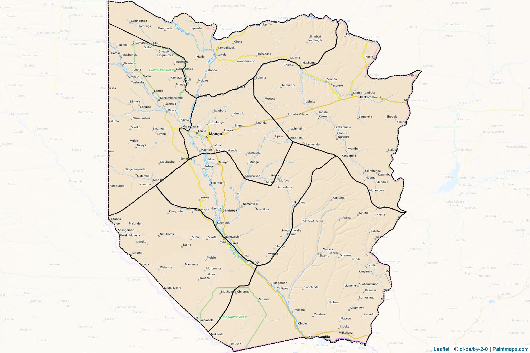 Muestras de recorte de mapas Western (Zambia)-1