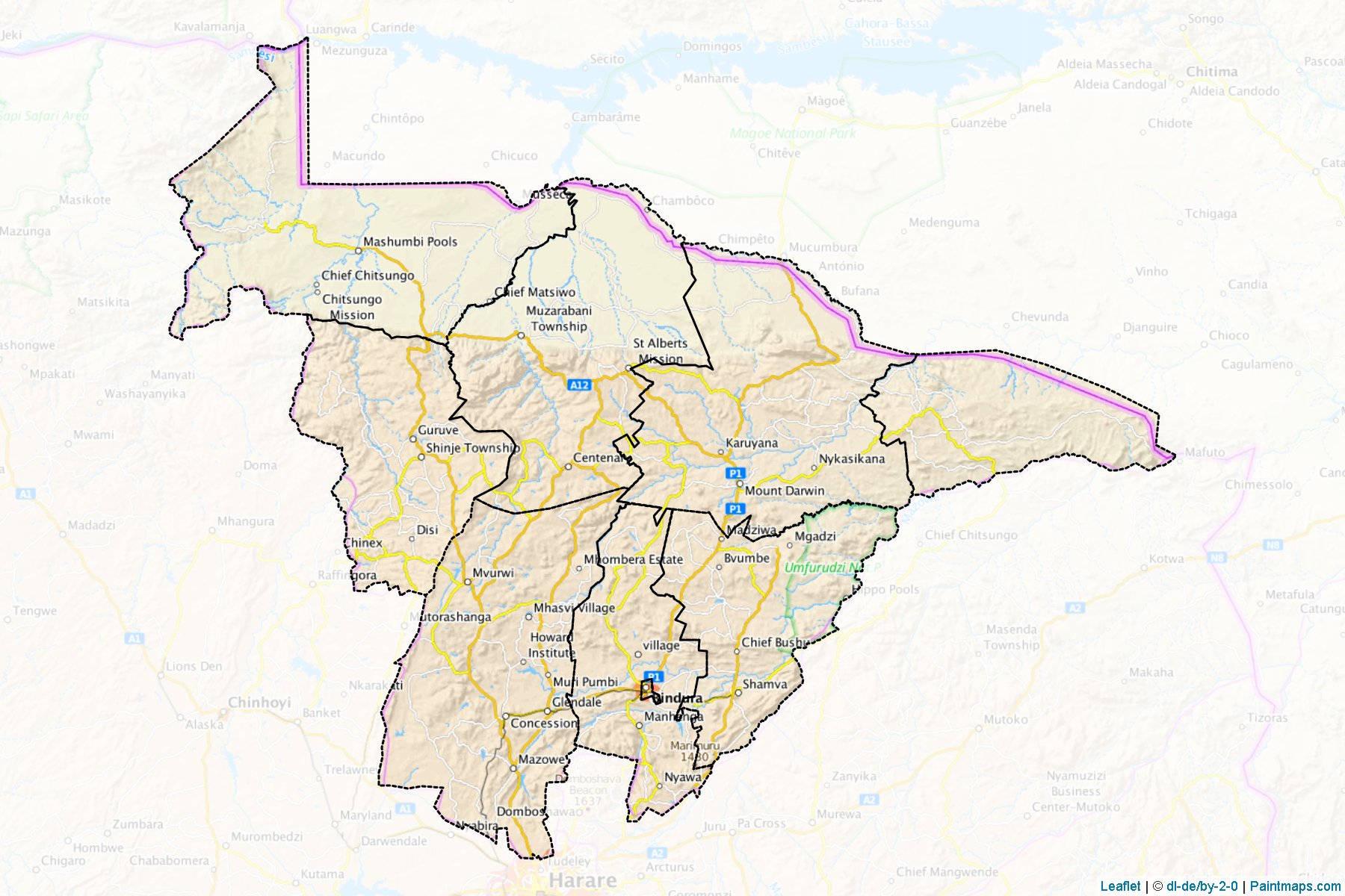 Mashonaland Merkez (Zimbabve) Haritası Örnekleri-1