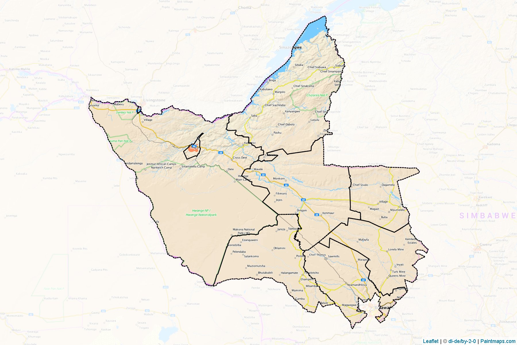 Matabeleland North (Zimbabwe) Map Cropping Samples-1