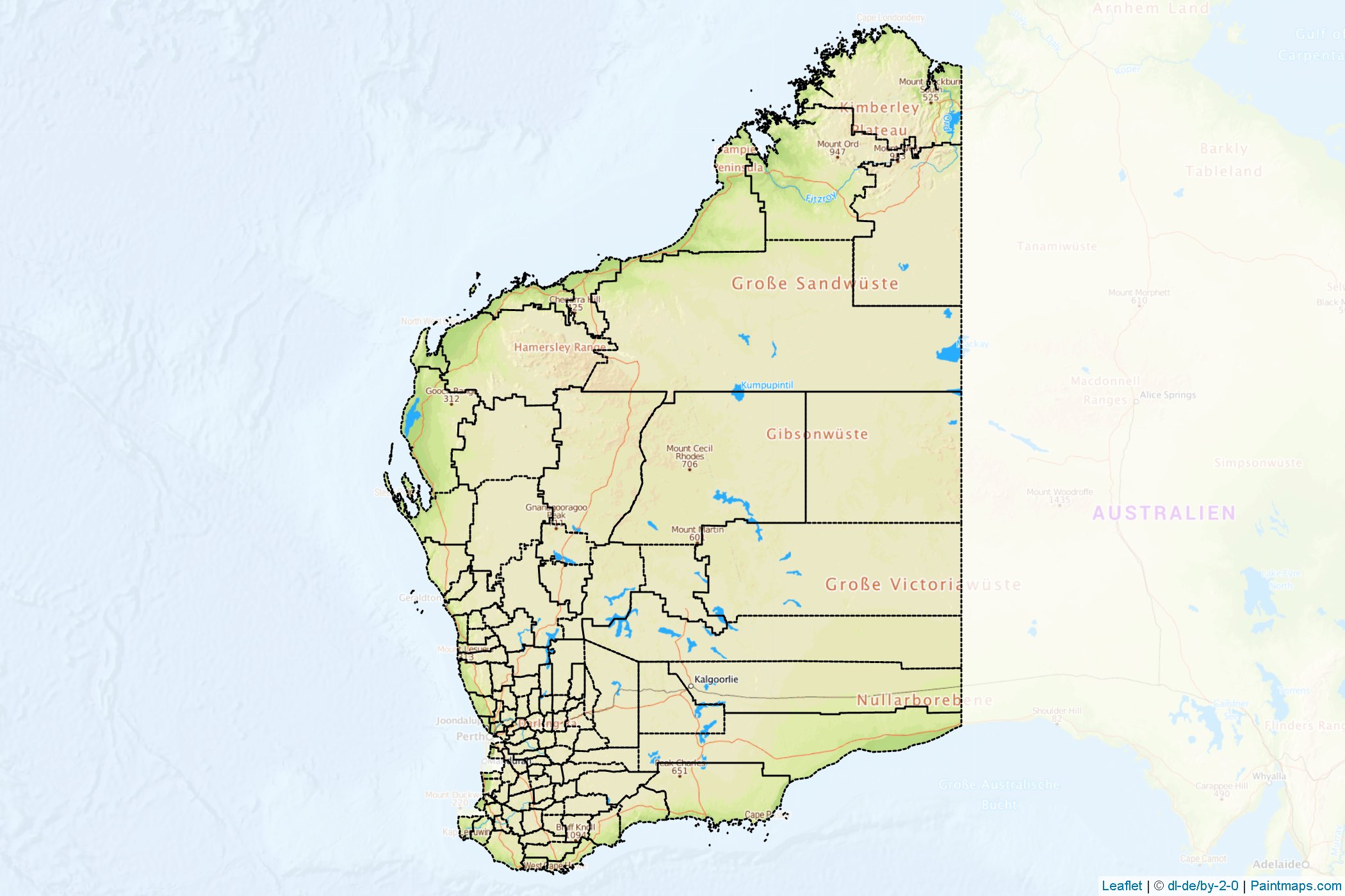 Muestras de recorte de mapas Western Australia (Australia)-1