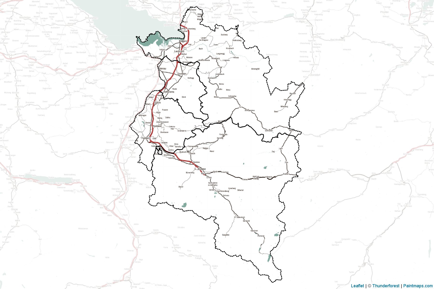 Muestras de recorte de mapas Vorarlberg (Austria)-2