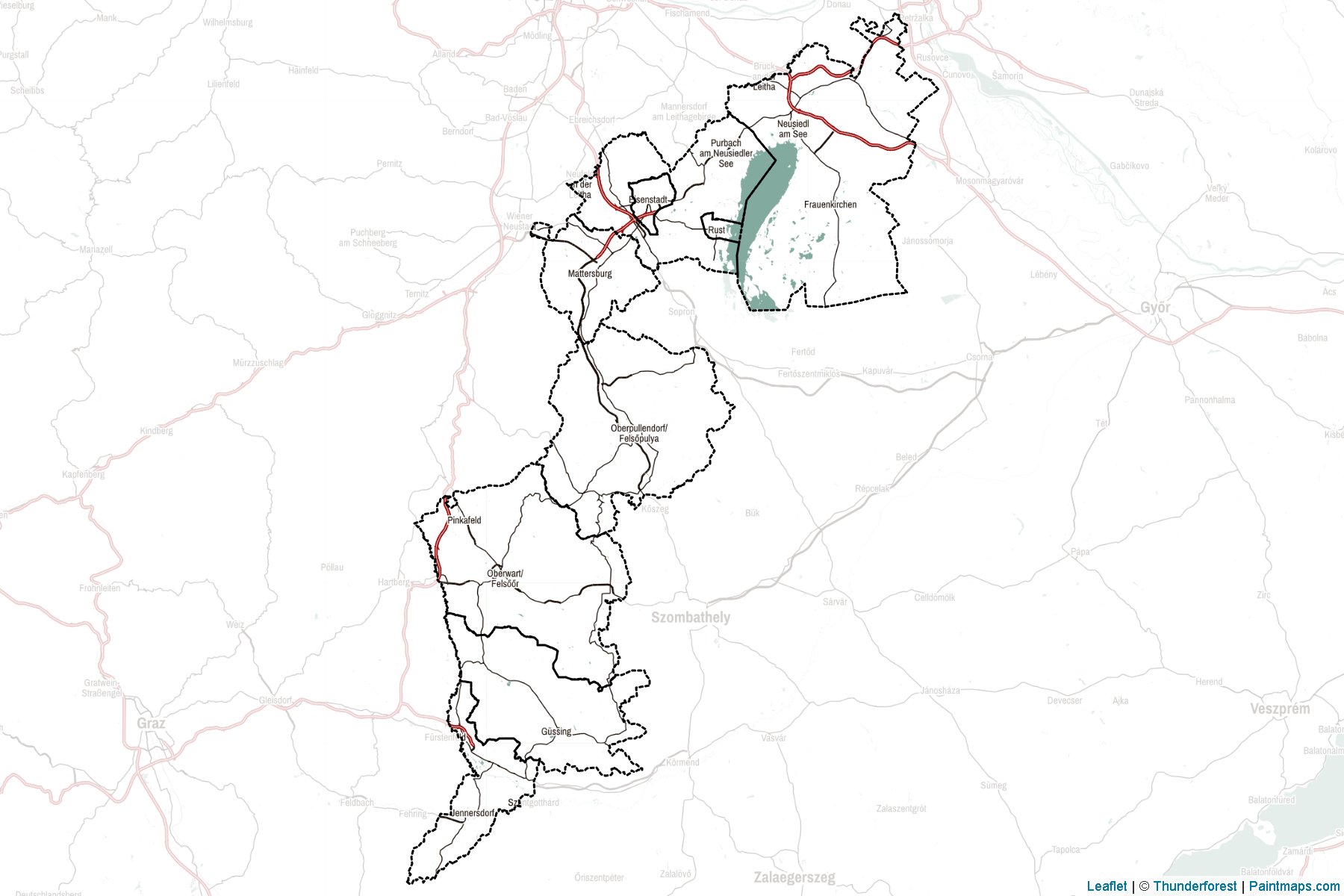 Muestras de recorte de mapas Burgenland (Austria)-2