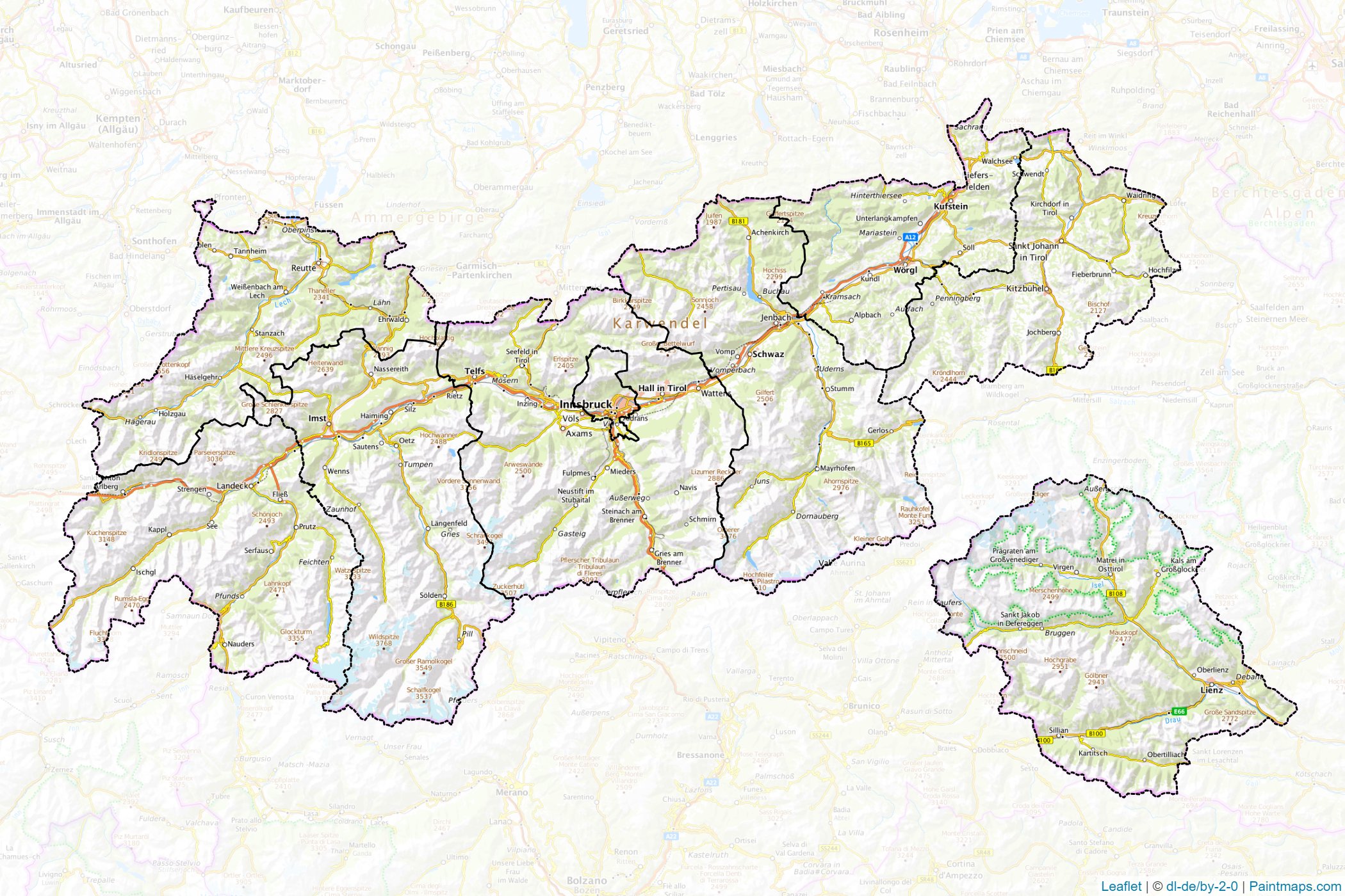 Tirol (Avusturya) Haritası Örnekleri-1