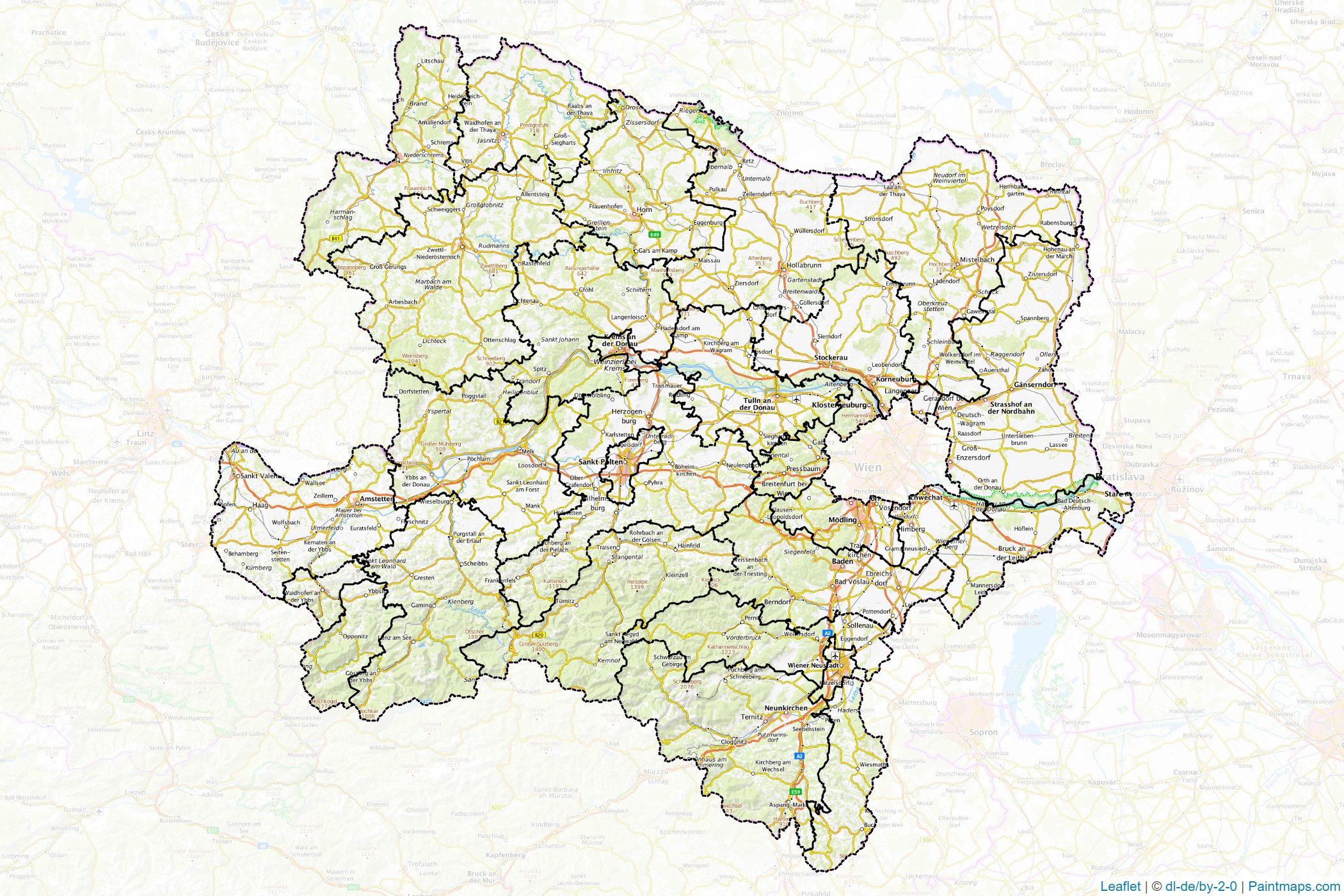 Muestras de recorte de mapas Niederösterreich (Austria)-1