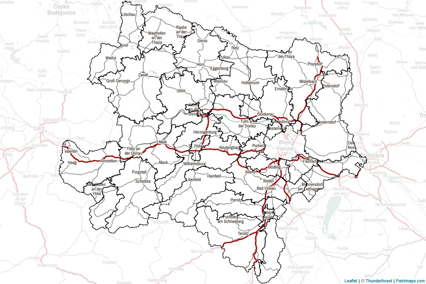 Muestras de recorte de mapas Niederösterreich (Austria)-2