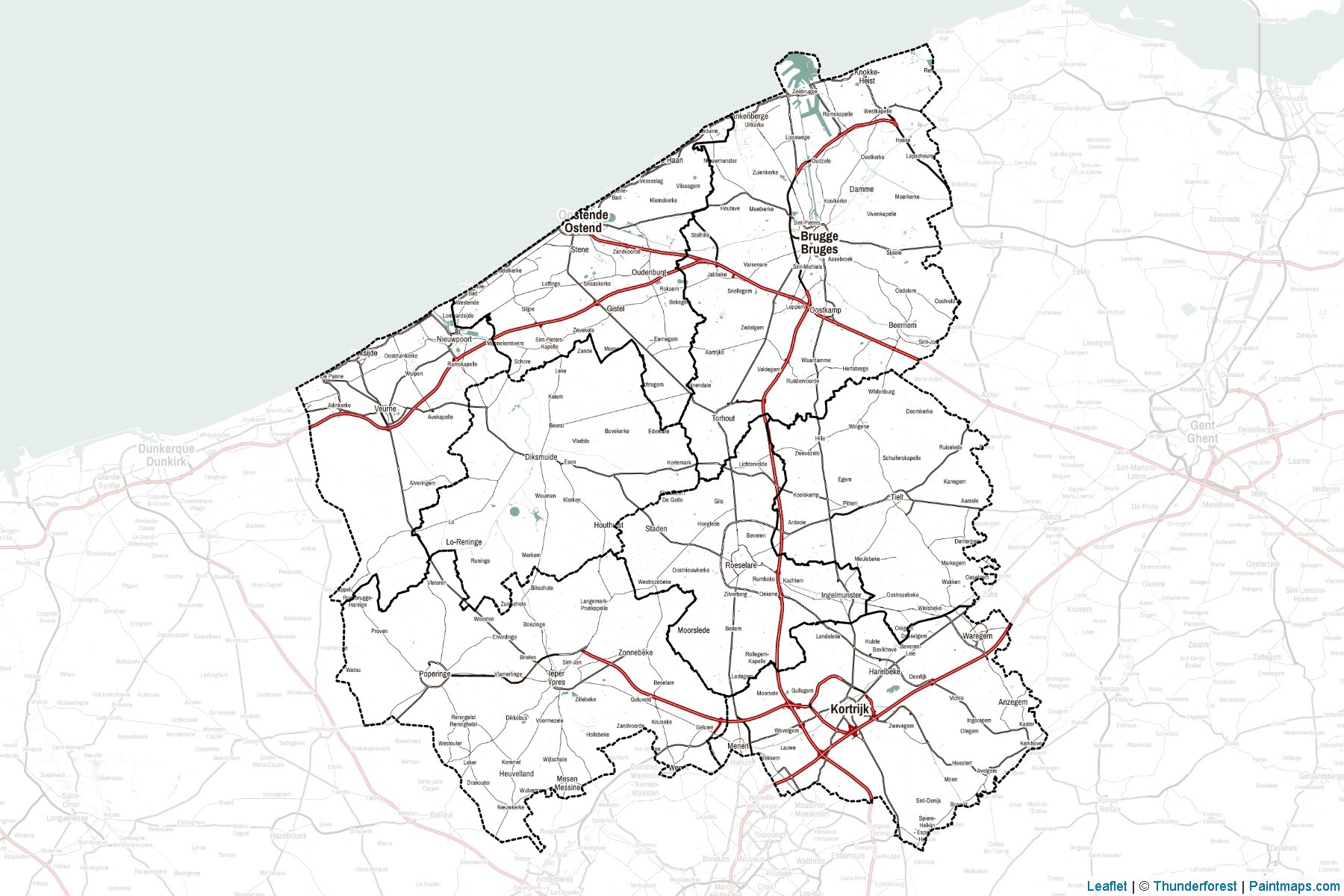 Muestras de recorte de mapas West-Vlaanderen (Flemish Region)-2