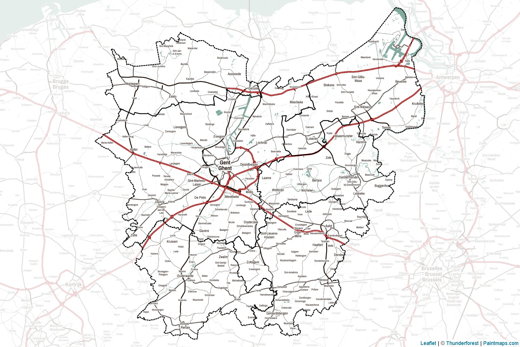 Muestras de recorte de mapas Oost-Vlaanderen (Flemish Region)-2