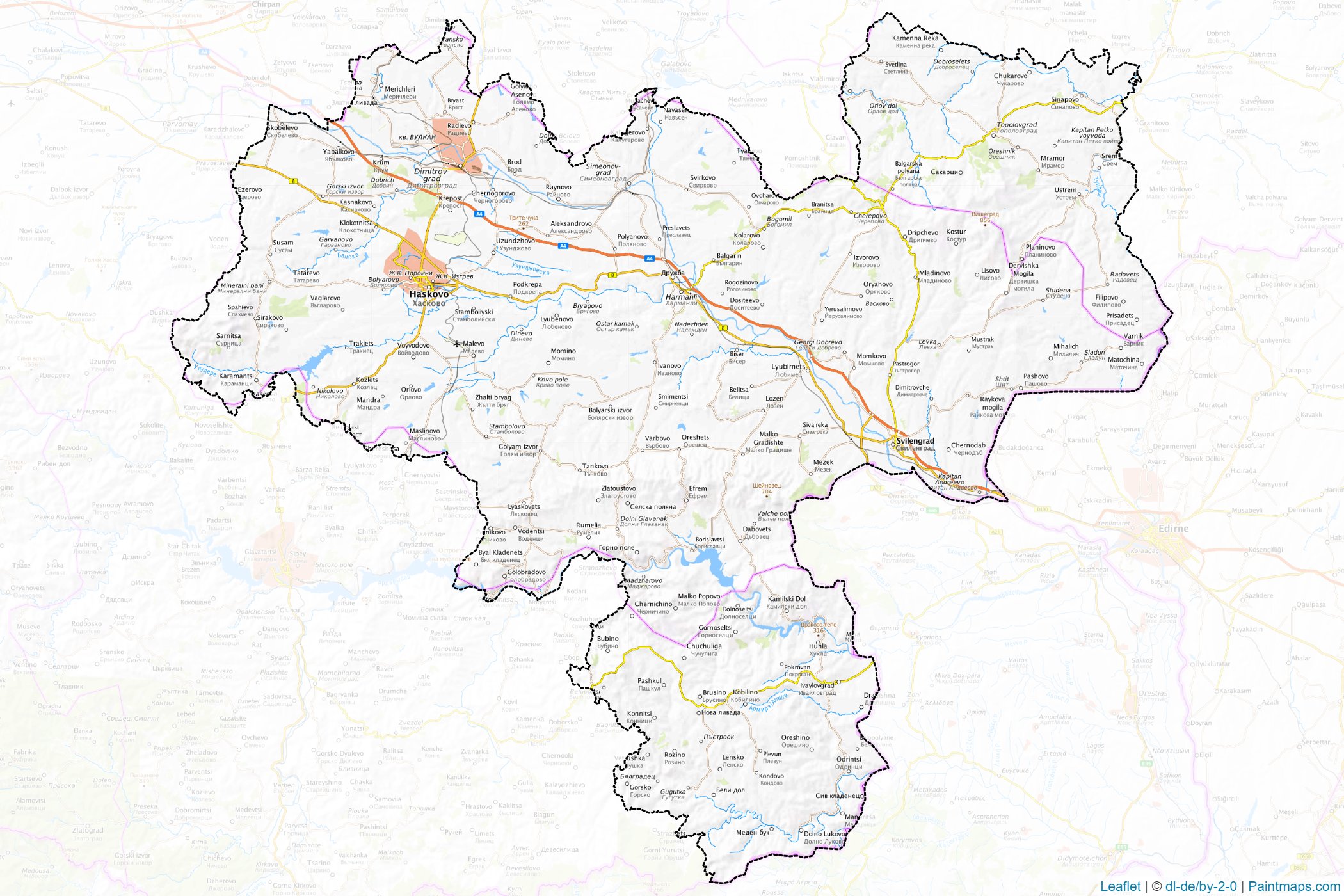 Muestras de recorte de mapas Khaskovo (Bulgaria)-1