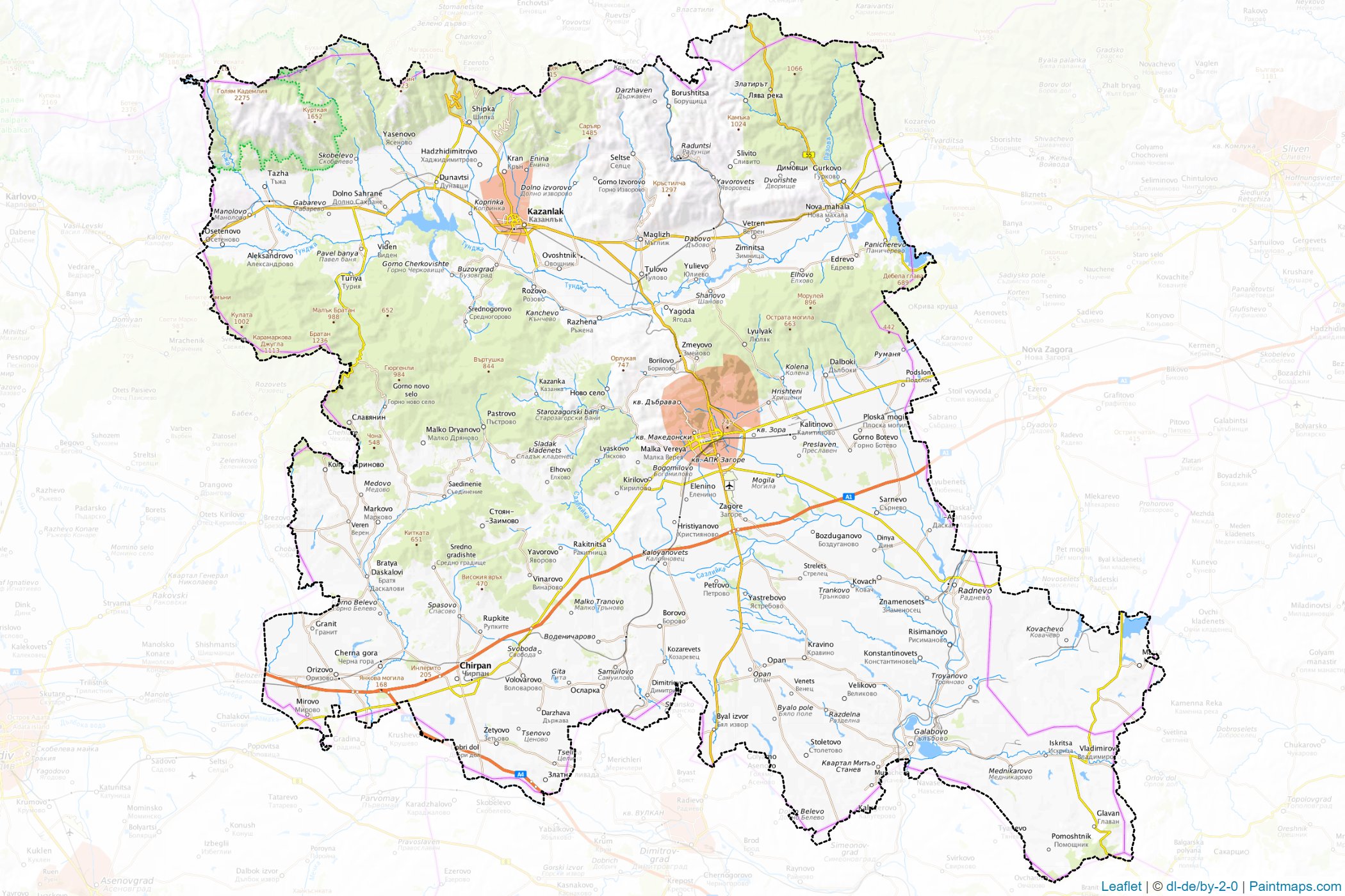 Muestras de recorte de mapas Stara Zagora (Bulgaria)-1