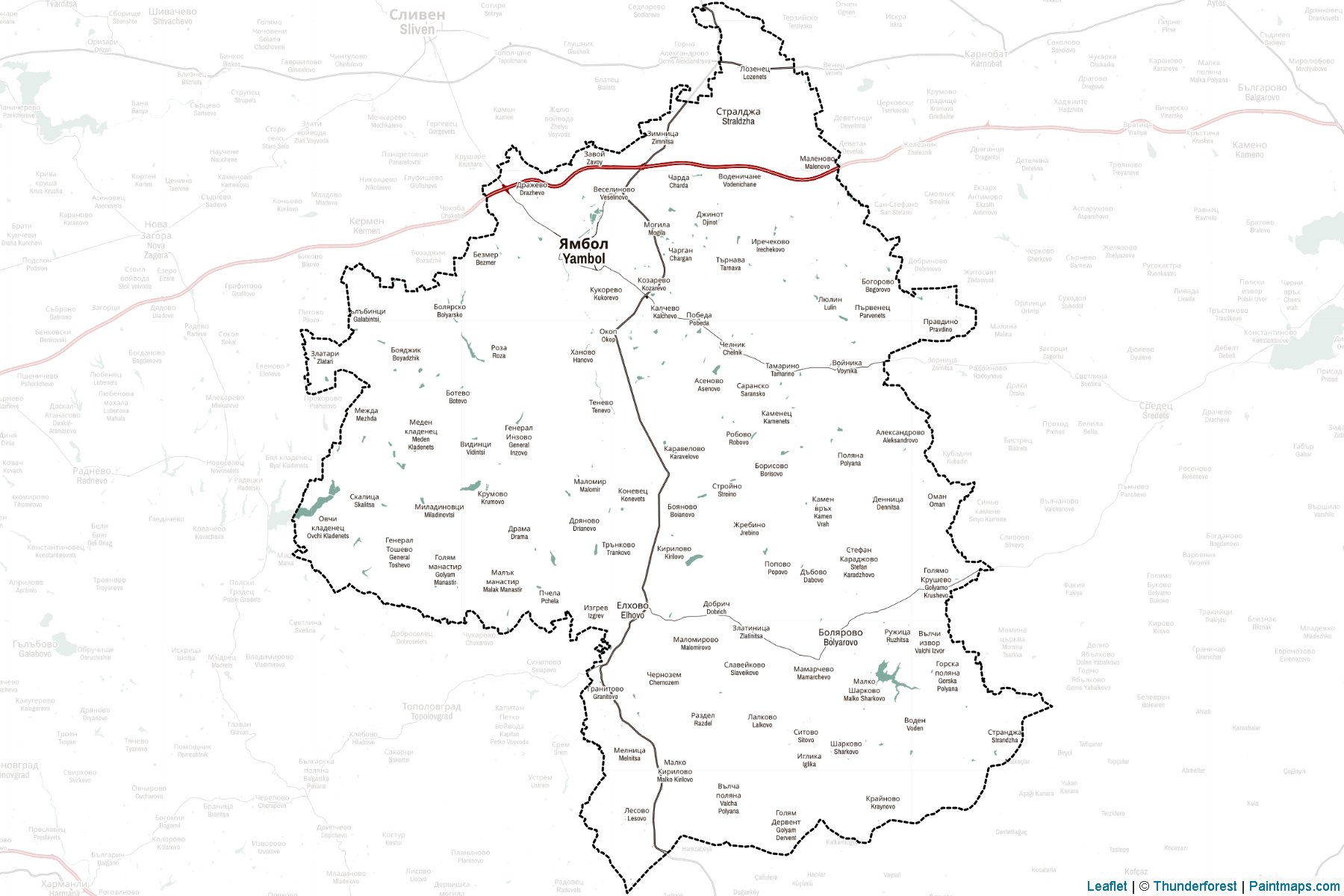 Muestras de recorte de mapas Yambol (Bulgaria)-2