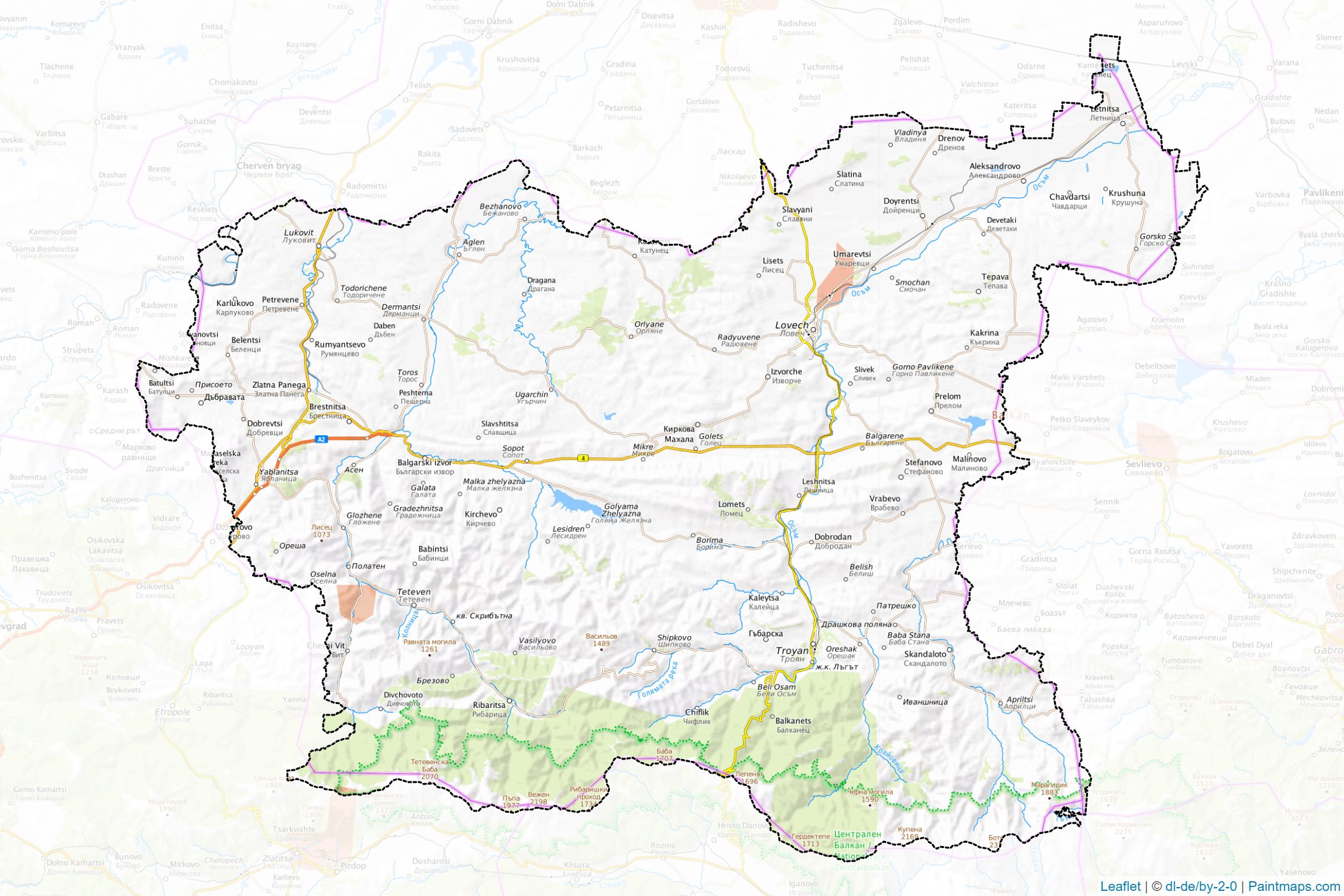 Muestras de recorte de mapas Lovech (Bulgaria)-1