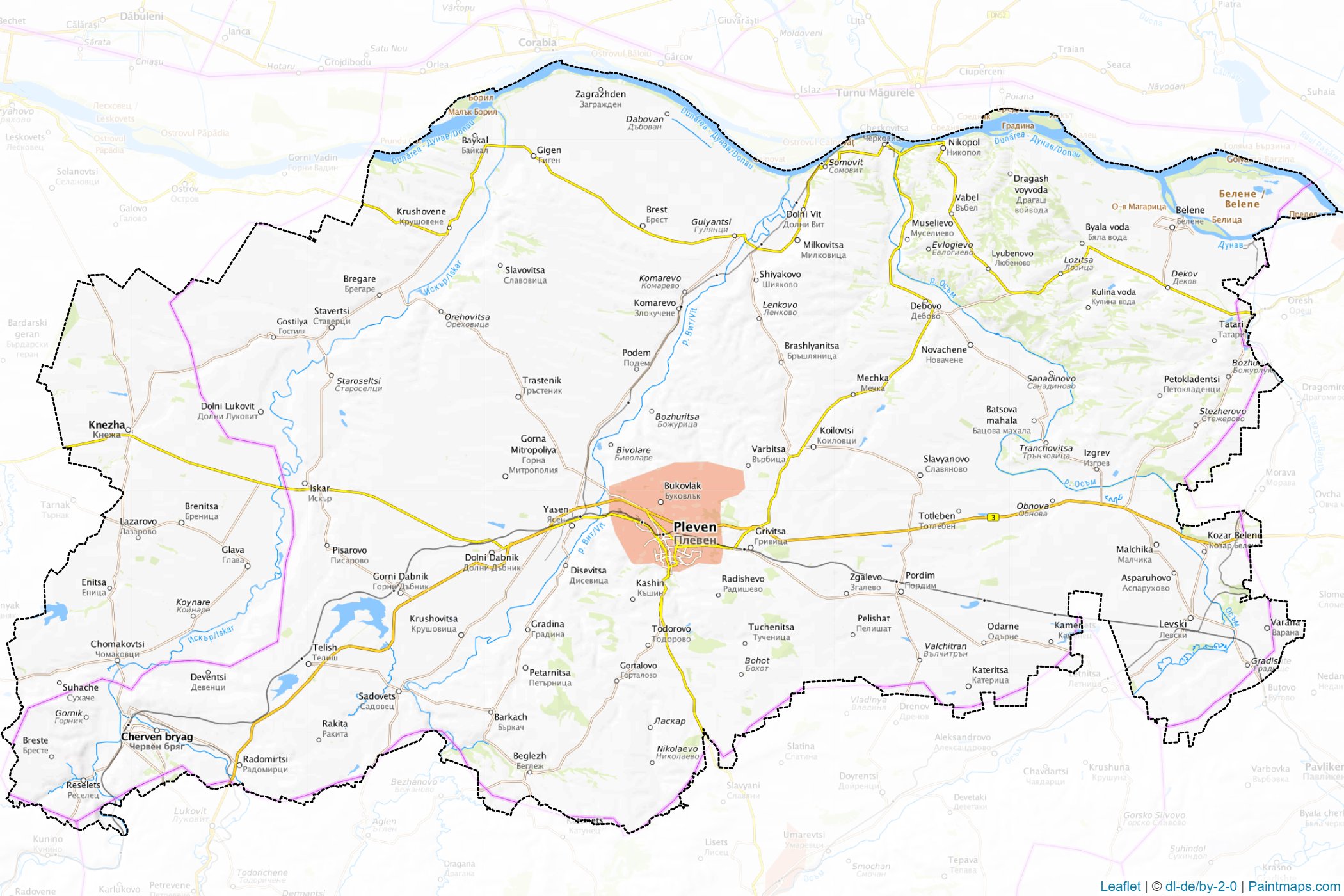 Muestras de recorte de mapas Pleven (Bulgaria)-1