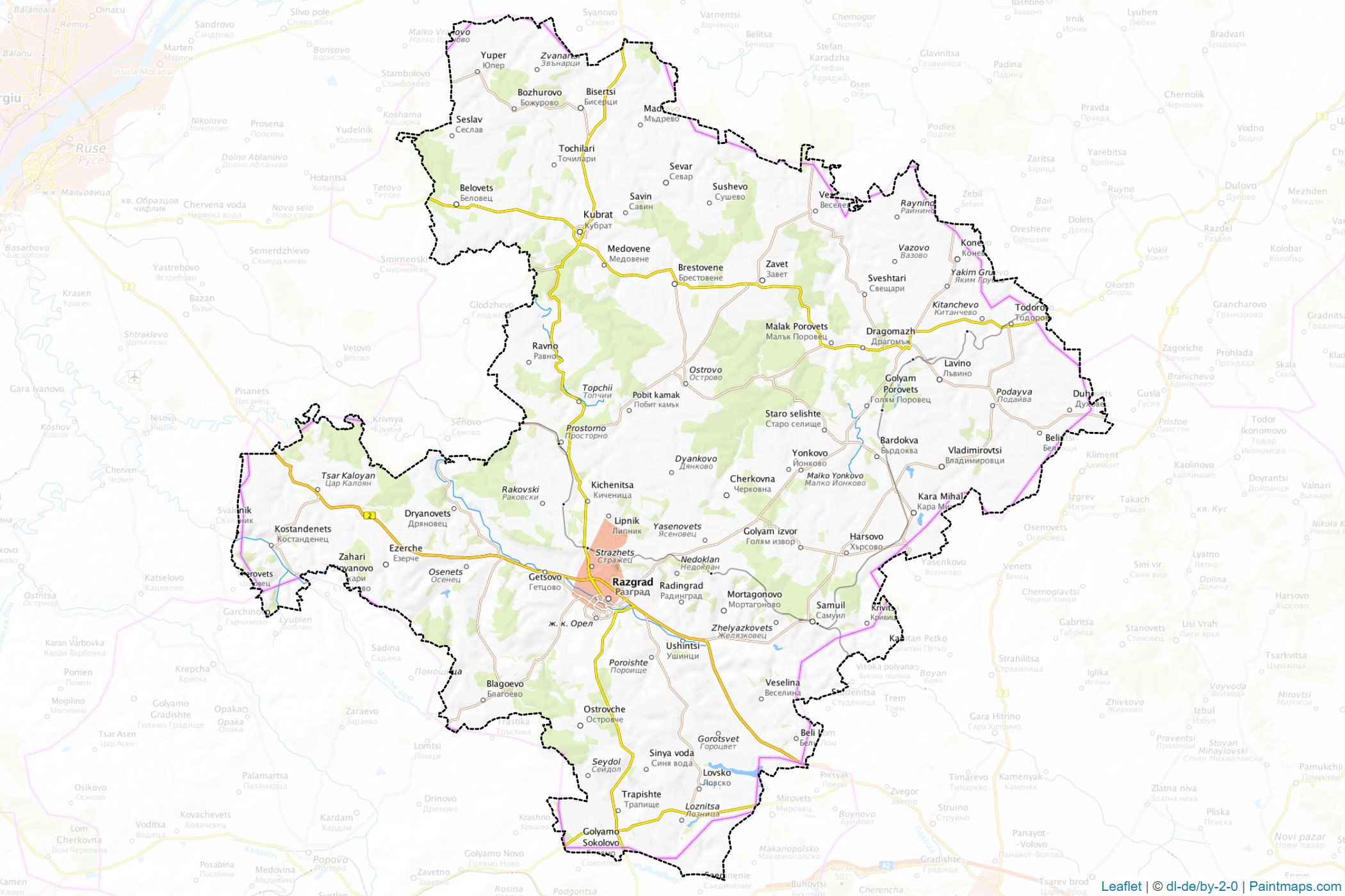 Muestras de recorte de mapas Razgrad (Bulgaria)-1