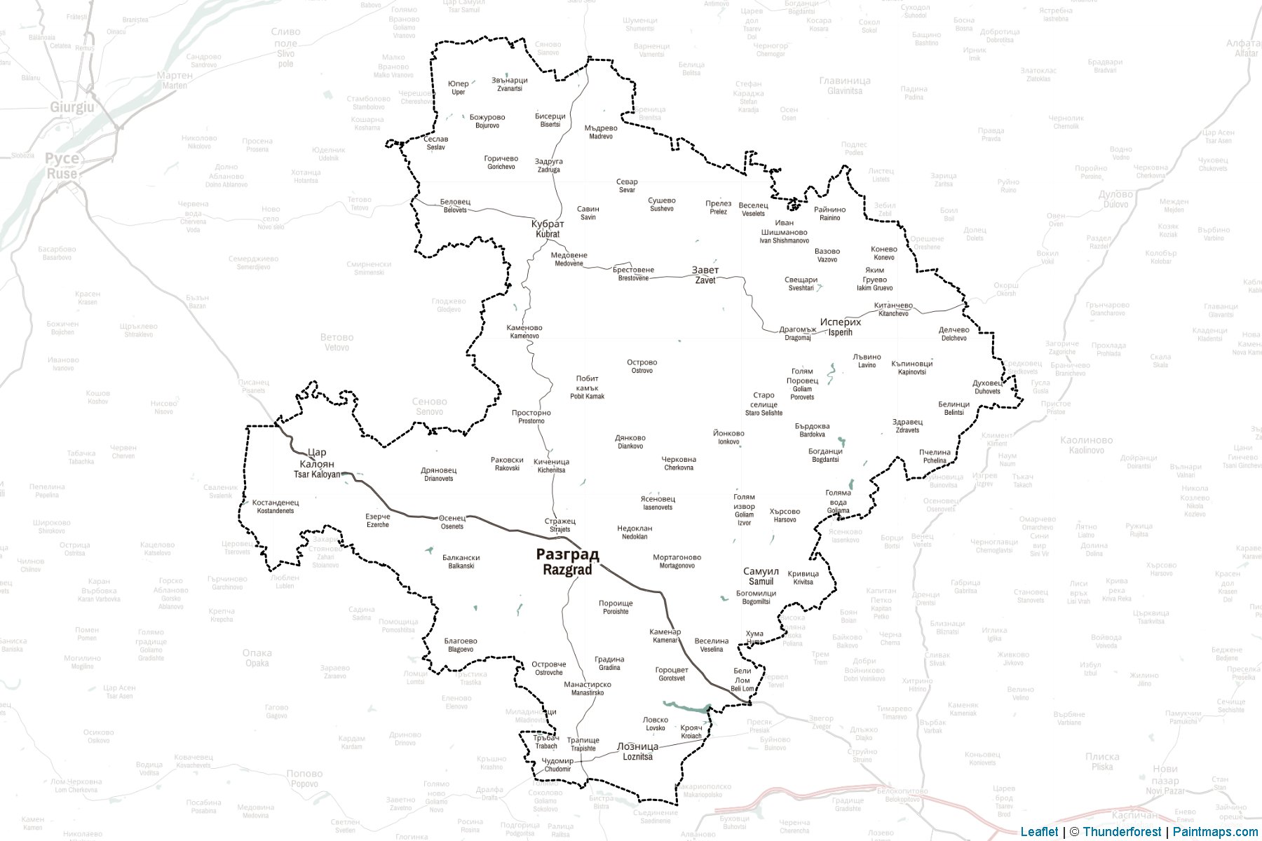 Muestras de recorte de mapas Razgrad (Bulgaria)-2