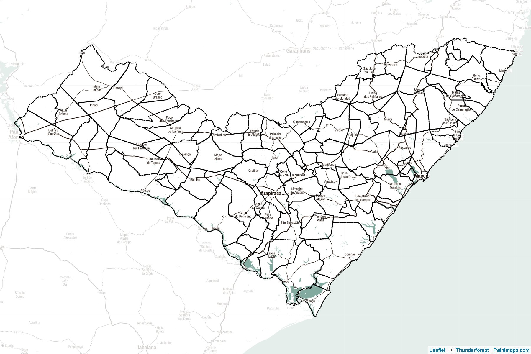 Muestras de recorte de mapas Alagoas (Northeast)-2