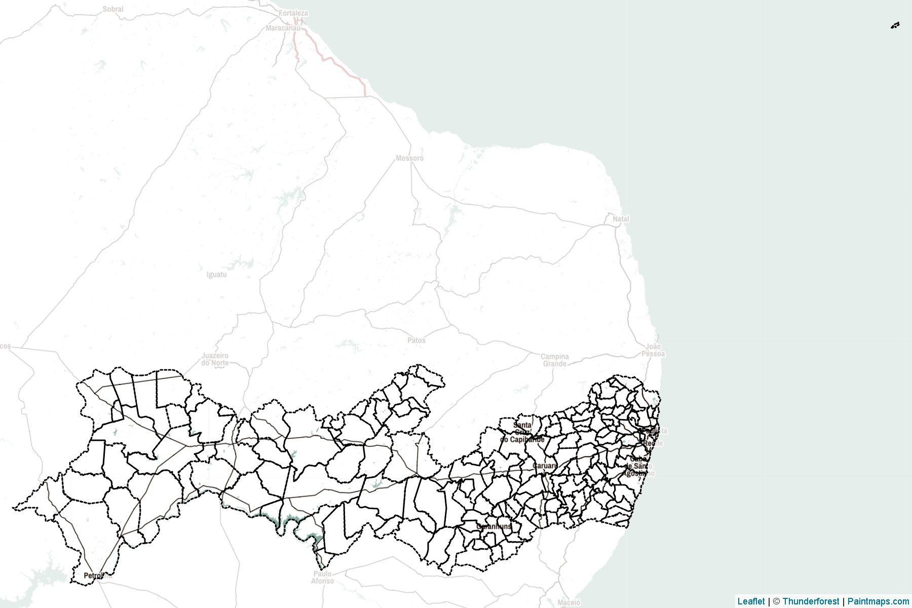 Muestras de recorte de mapas Pernambuco (Northeast)-2