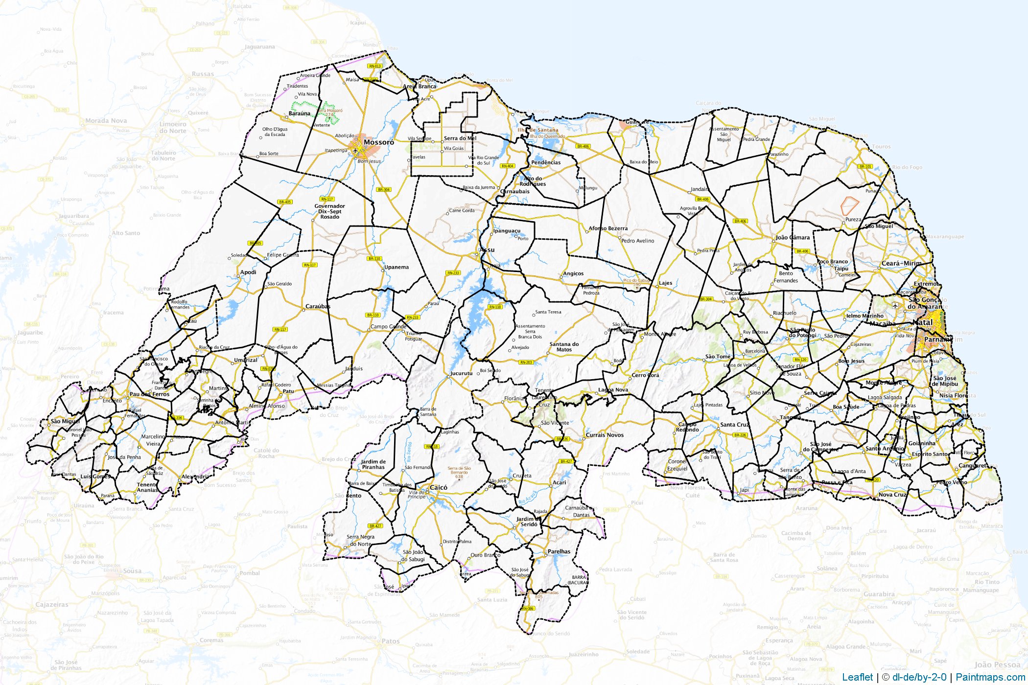 Muestras de recorte de mapas Rio Grande Do Norte (Northeast)-1