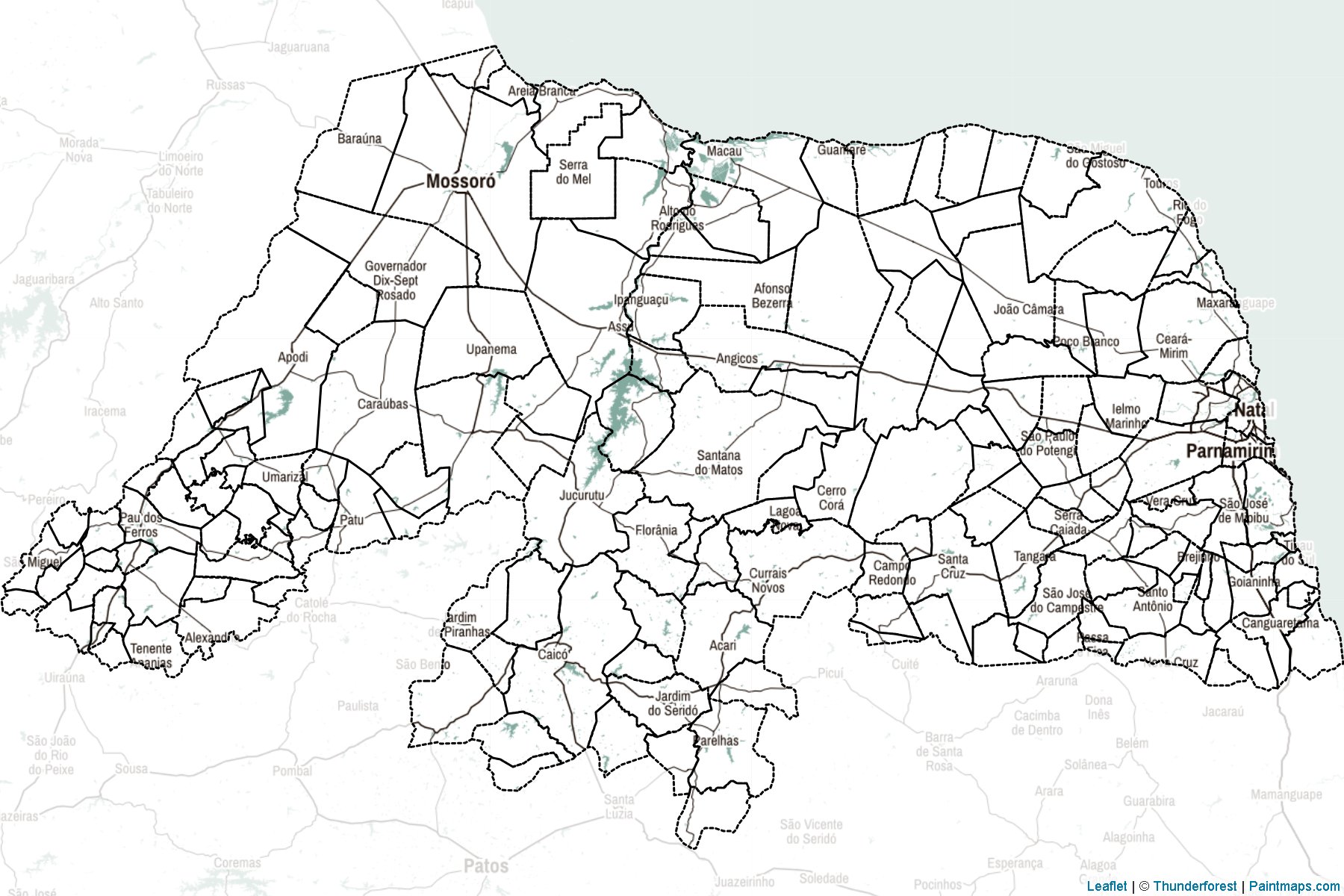 Muestras de recorte de mapas Rio Grande Do Norte (Northeast)-2