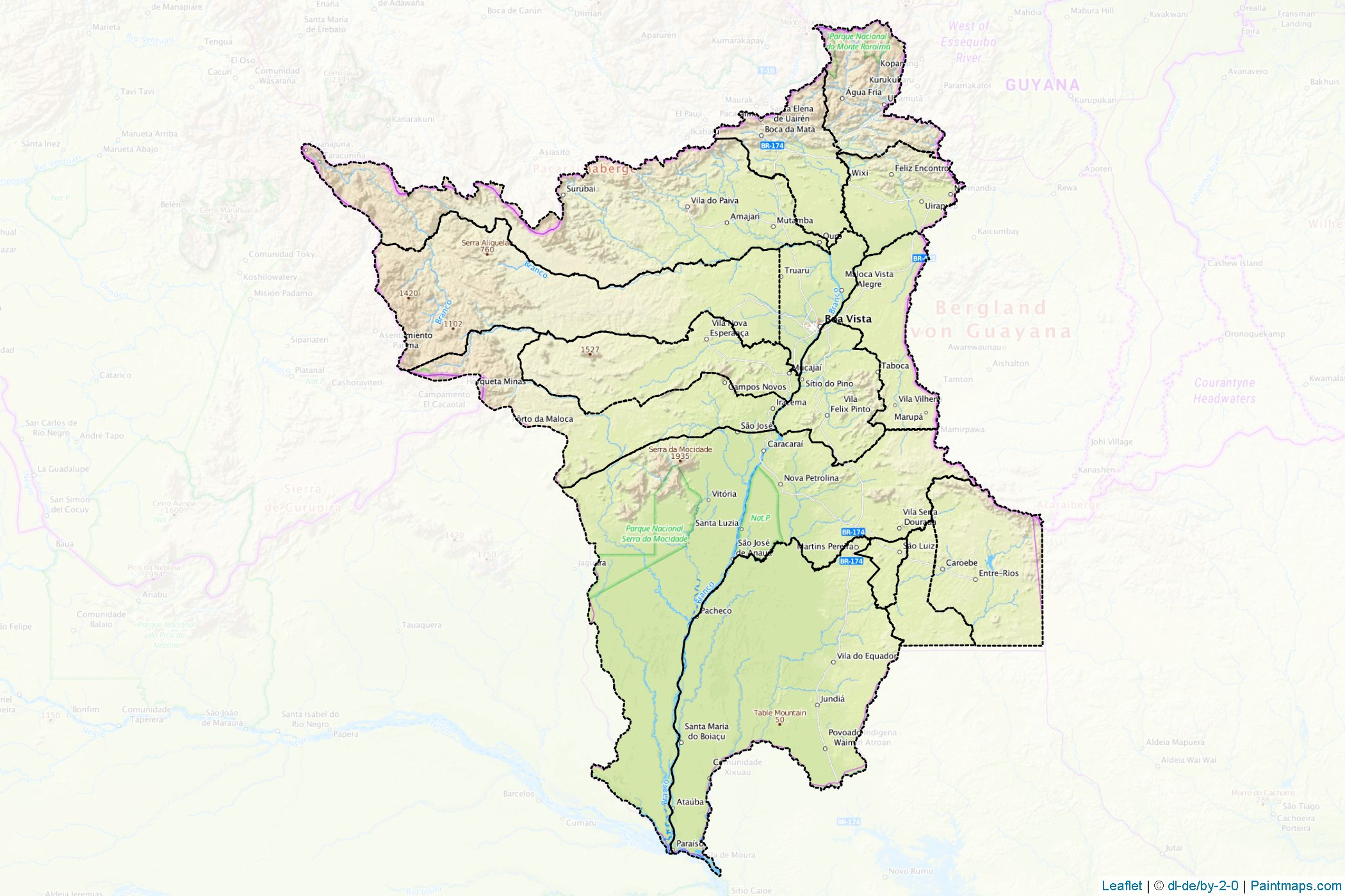 Muestras de recorte de mapas Roraima (North)-1