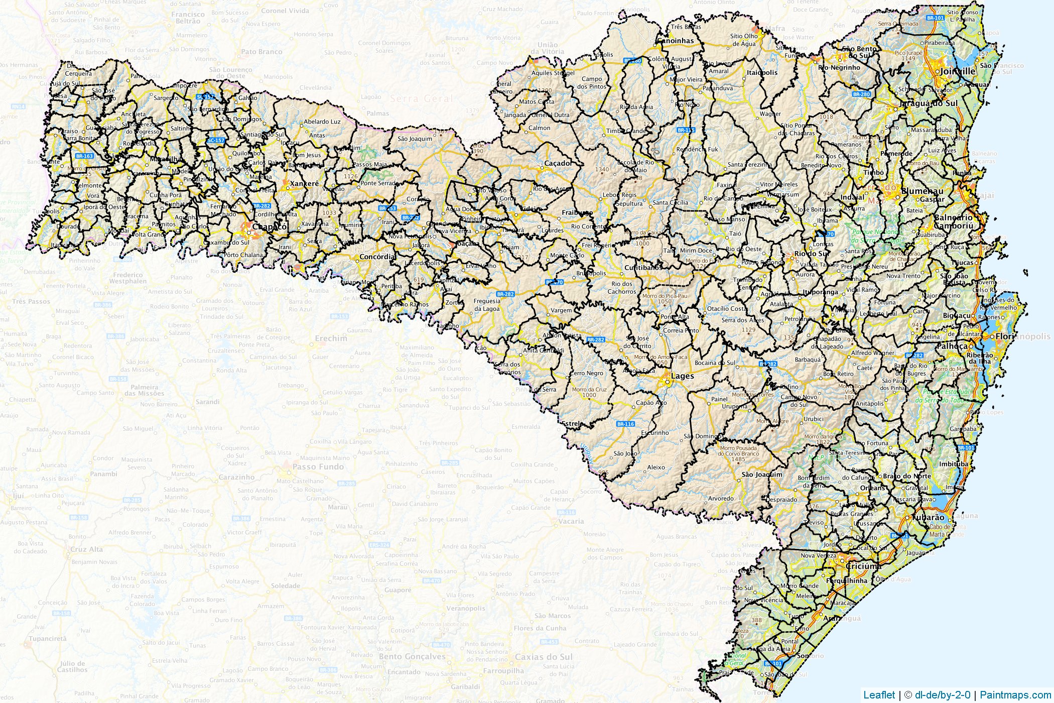 Muestras de recorte de mapas Santa Catarina (South)-1