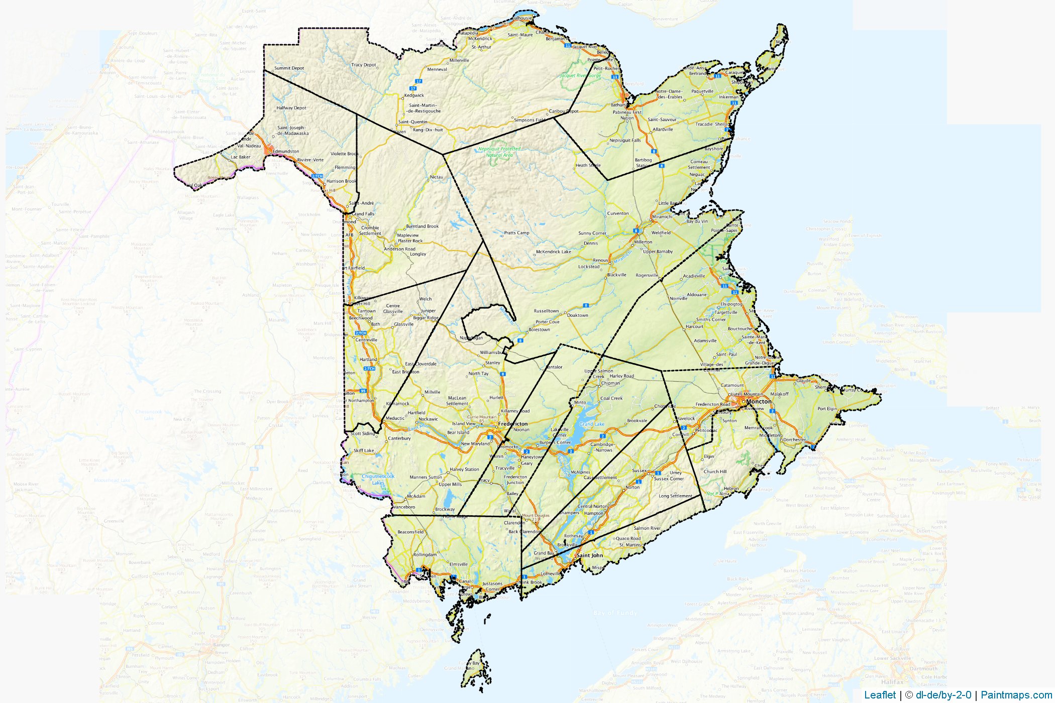 New Brunswick (Canada) Map Cropping Samples-1