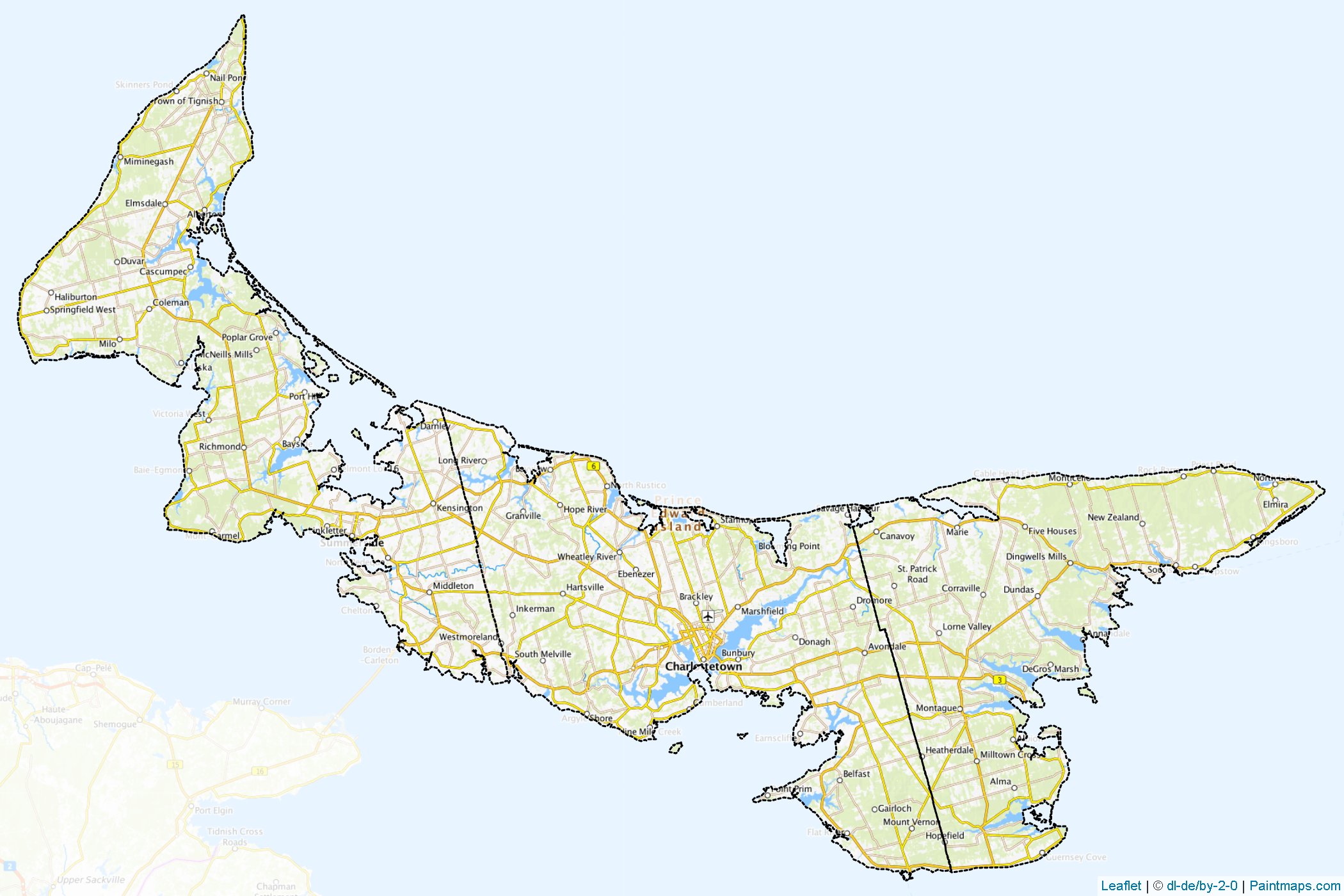 Muestras de recorte de mapas Prince Edward Island (Canadá)-1