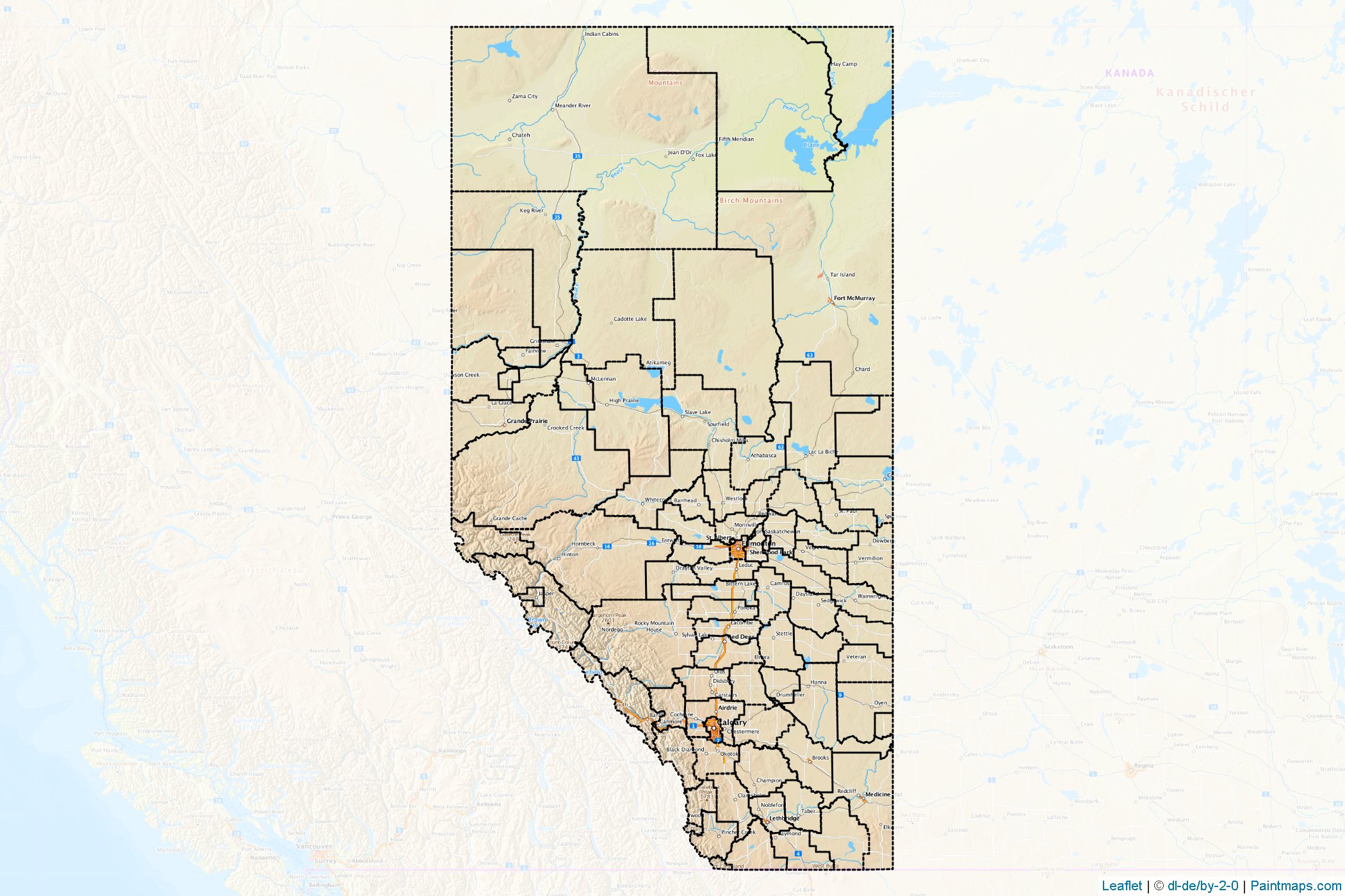 Alberta (Kanada) Haritası Örnekleri-1